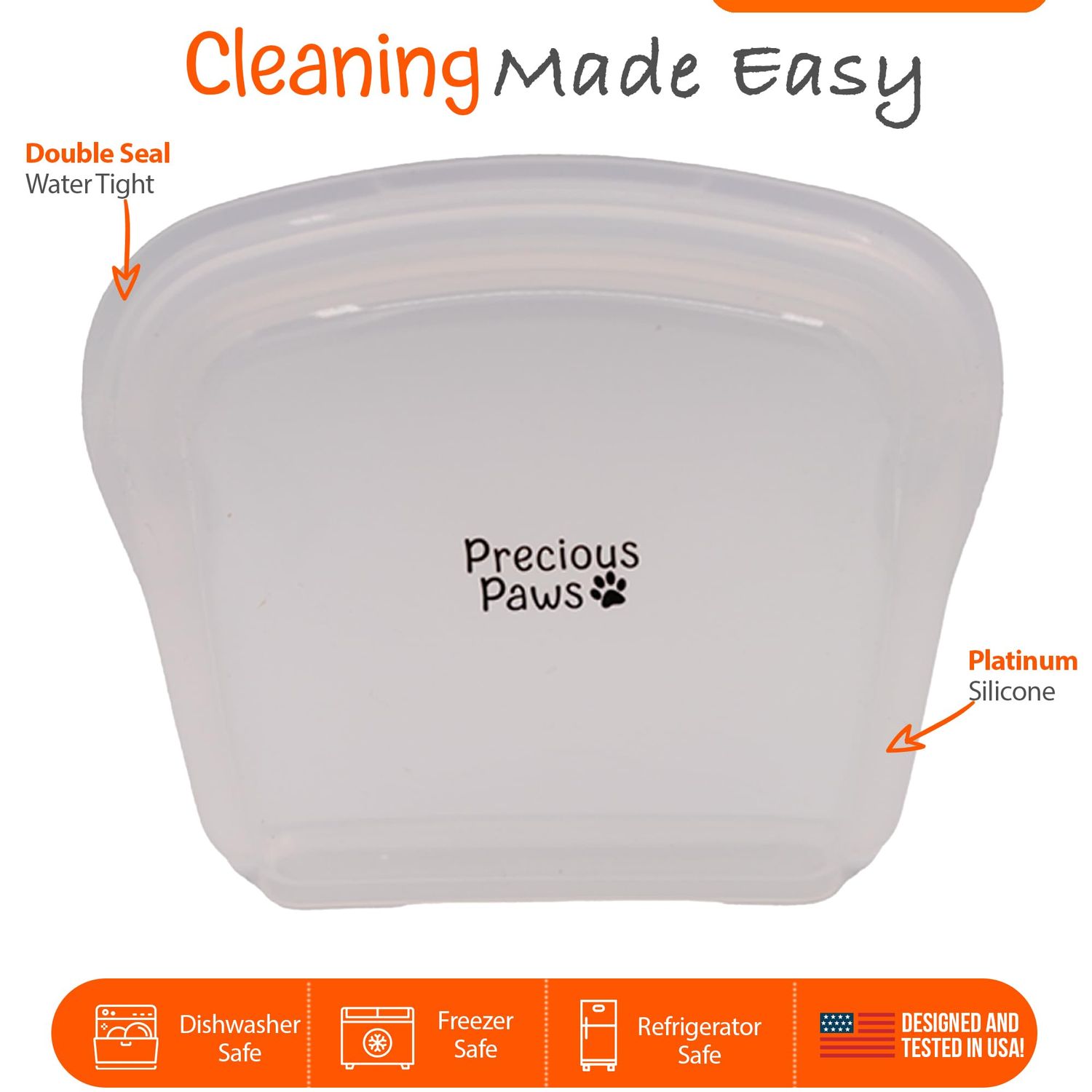 Precious Paws 2 Pack Dog Training Silicone Zipper Treat Bag Pouch | Reusable Silicone Zipper Bag for Dry or Wet Dog Treats/Food, Sealable Training Treat Bag for Dogs Cats Pets