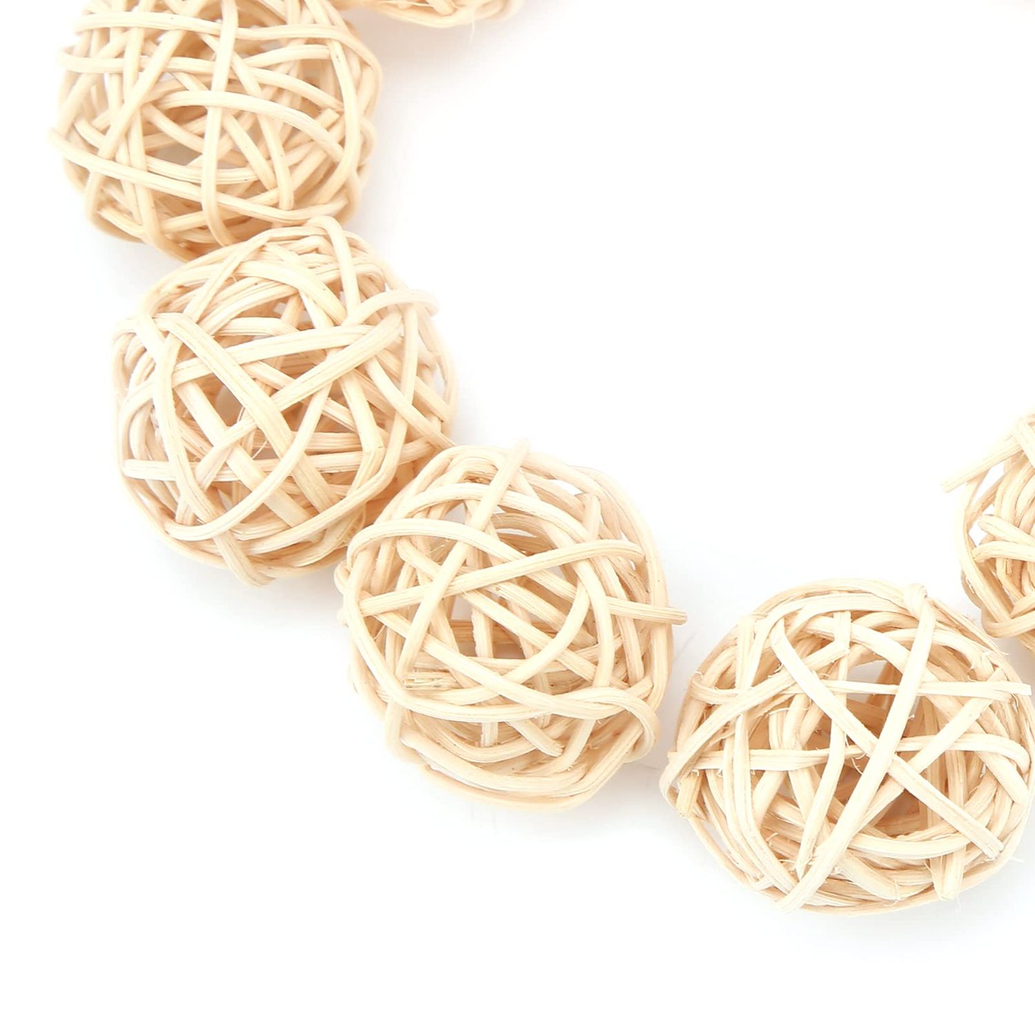Haosie Rattan Balls, 10PCS Parrot Wicker Balls Bird Toy, 3CM Natural Parakeet Chewing Toys Decorative Balls