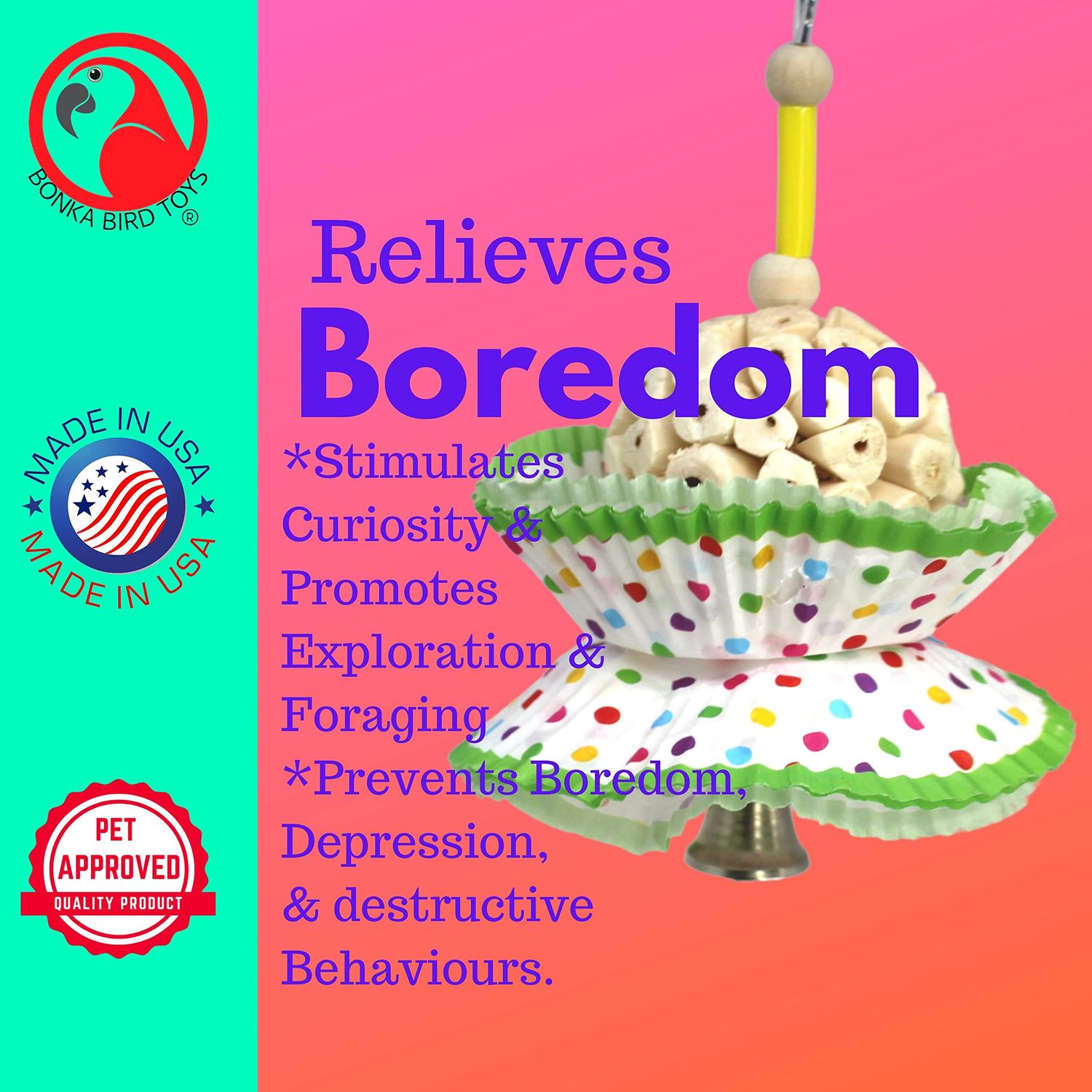 Bonka Bird Toys 1925 Cake Natural Sola Shred Forage Chew Treat Parrot Parrotlet Budgie Cockatiel Parakeets and Other Similar Birds