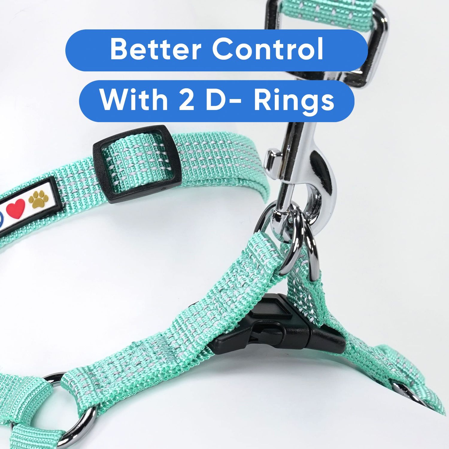 Pawtitas Reflective Step in Dog Harness or Reflective Vest Harness, Comfort Control, Training Walking of Your Puppy/Dog Large Dog Harness L Teal Dog Harness