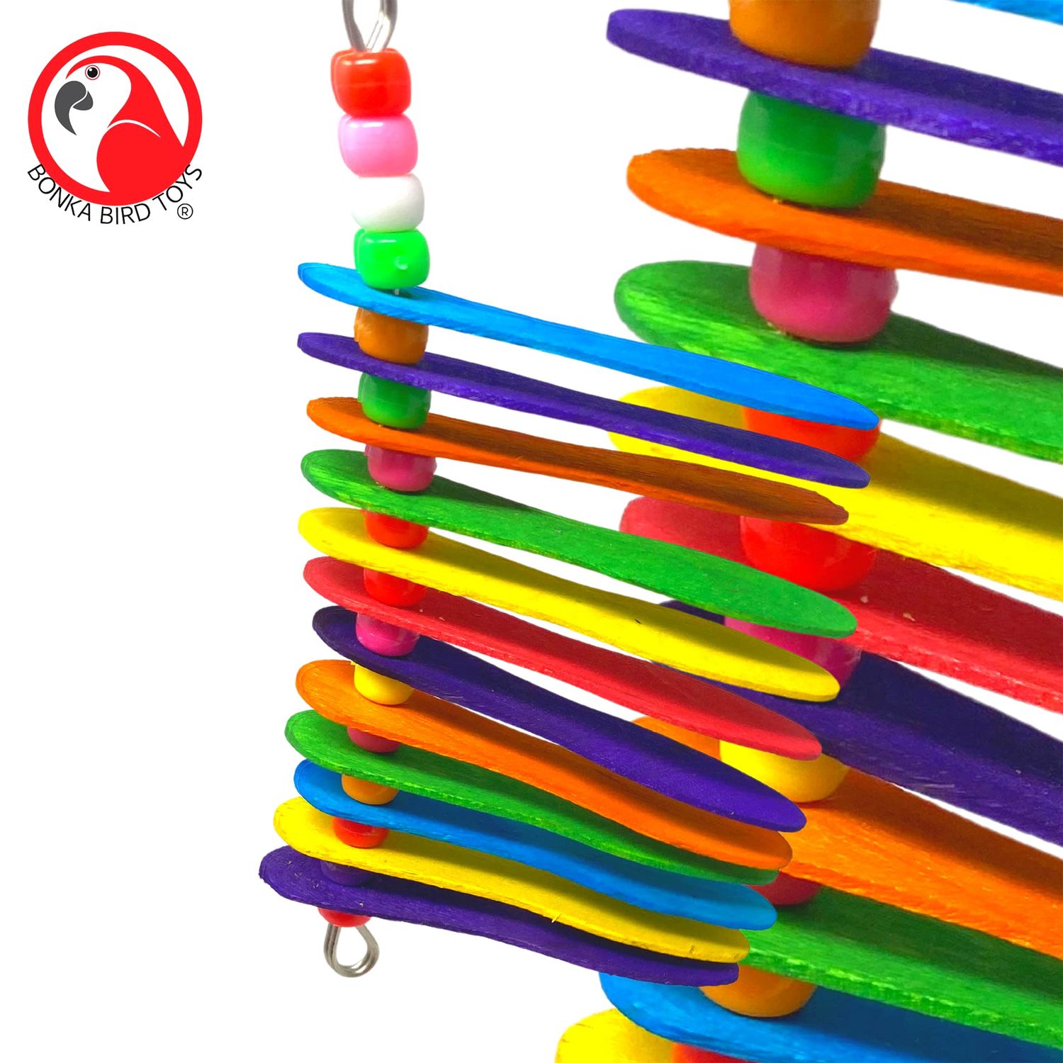 886 Spoon Explosion Bonka Bird Toys Colorful Wood Chew Hanging Spin Parrotlet Budgie Cockatiel Parakeet