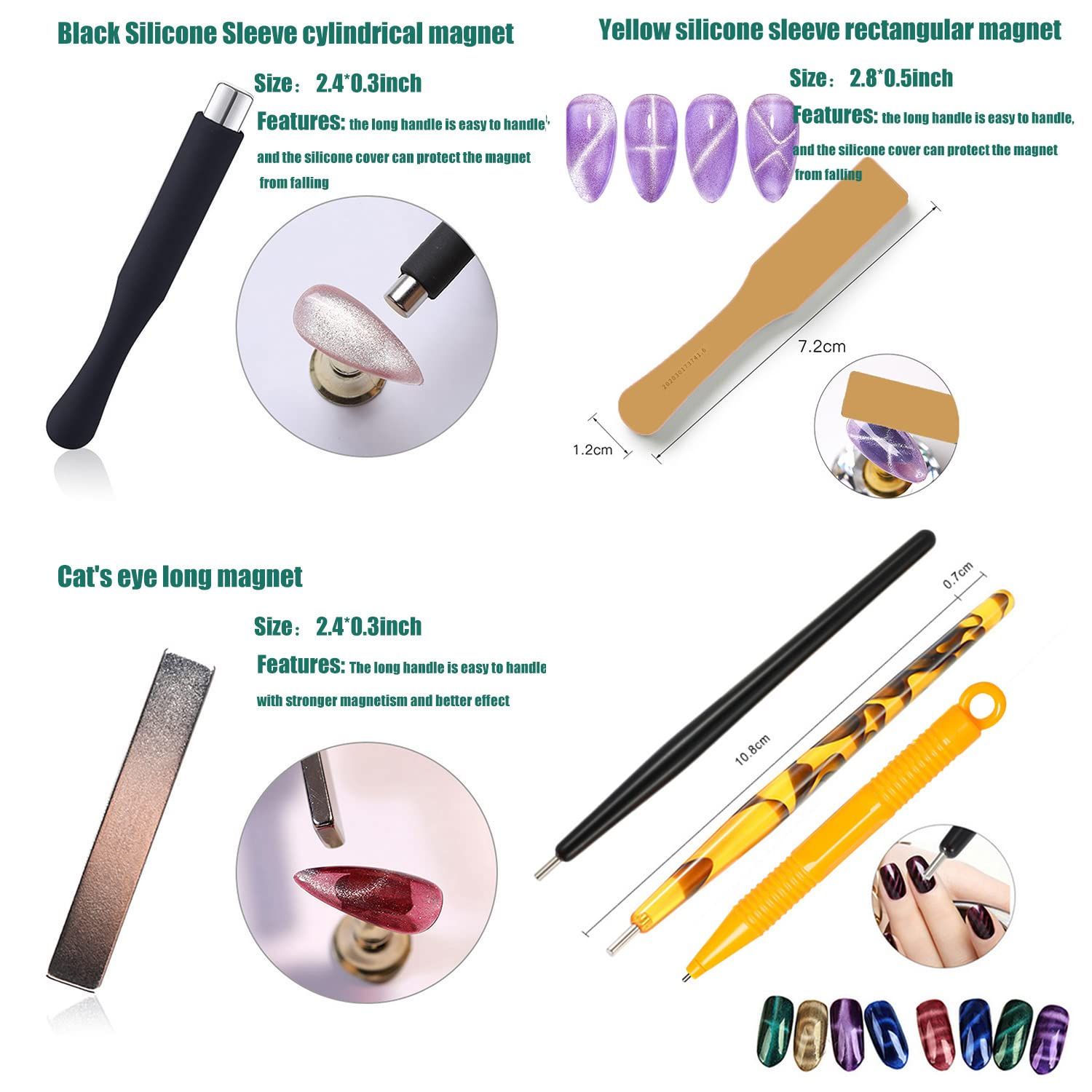 Cat Eye Nail Magnet Pens Double Head 10pcs