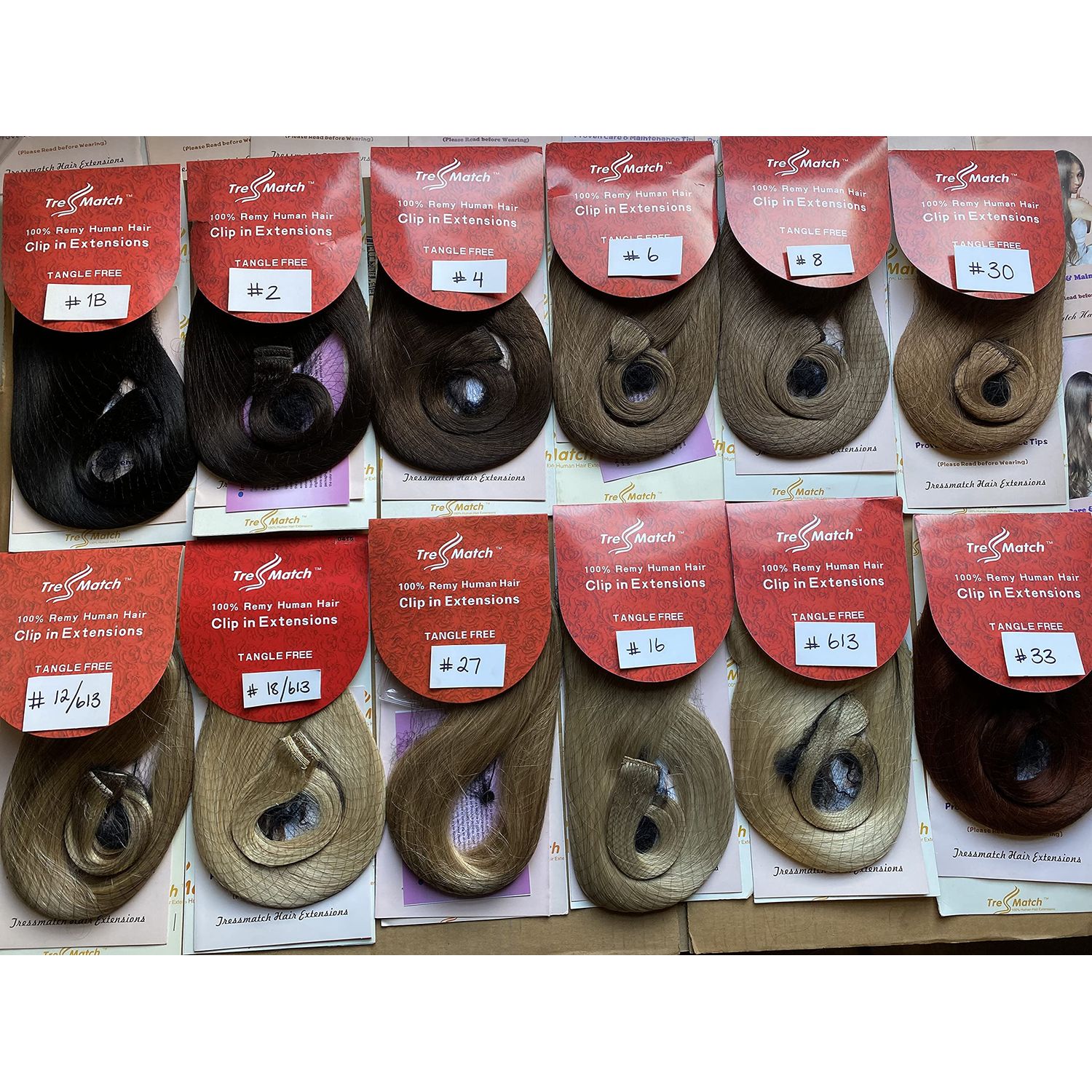 TRESSMATCH 20”-21" Clip in Remy Human Hair Extensions Thick to Ends Off Black (Color #1b) 9 Pieces(pcs) Full Head Set [set weight: 4.2oz/125g]