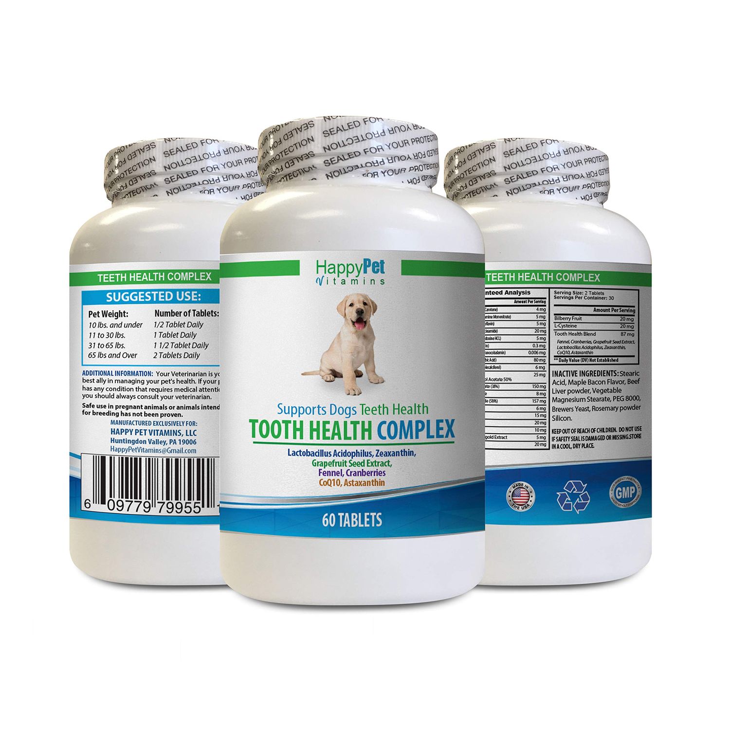 Dog Oral Care - Dog Teeth Health Complex - Bad Breath and RED Gums Solution - Immune Support - Oral Hygiene Boost - Dog Vitamins - 1 Bottle (60 Treats)