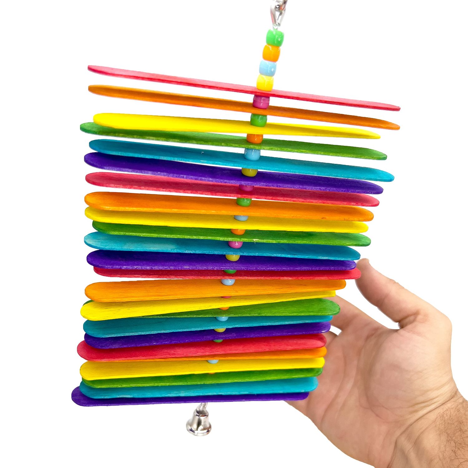 1112 Rainbow Chew Stick - Handcrafted Breakable Turnable Hanging Bird Cage Toy, Bright Colors, Spinning Sticks, Colorful Plastic Beads, Fun for Chewing Beaks & Grabbing Feet
