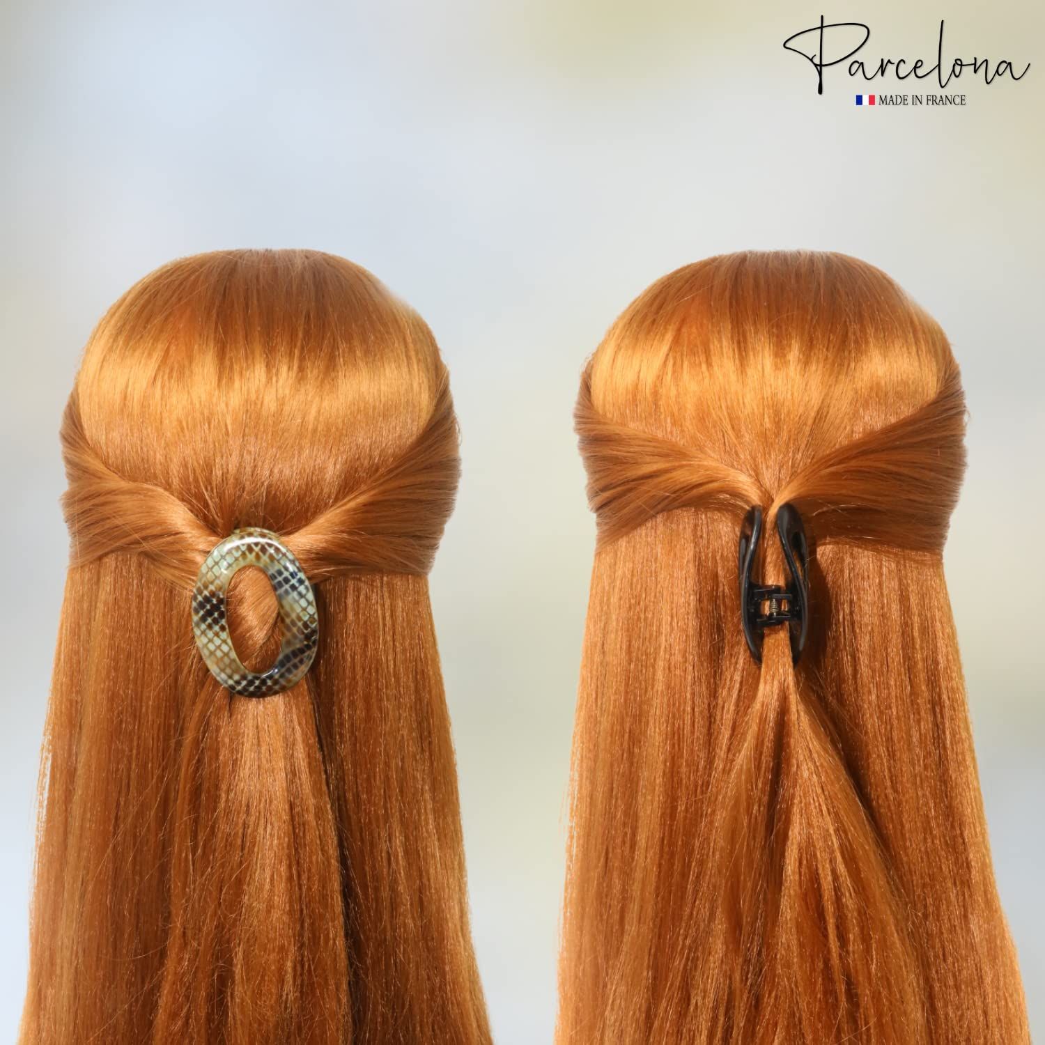 Parcelona -Set of 2 2 1/2 inch Small French Flat Tube Celluloid Clips, Non-Slip Grip, Hair Clip, Durable Hair Accessories, Hair Clips for Mu