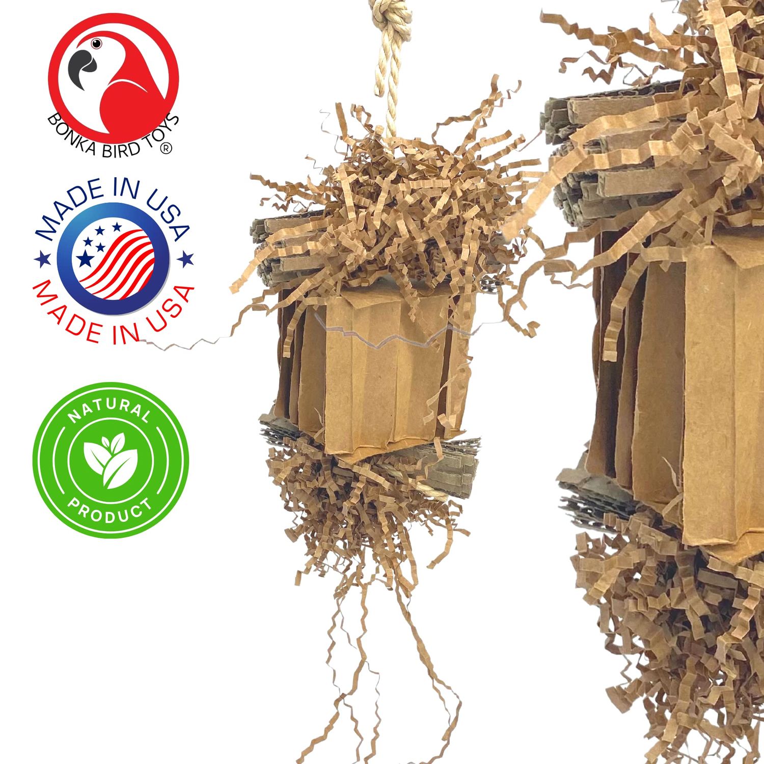 Bonka Bird Toys 3857 Medium Shreddy Eddy Foraging Shred Small Medium Bird Toy Cardboard Waffle Crinkly Paper Conures Parakeets African Greys and Other Similar Birds