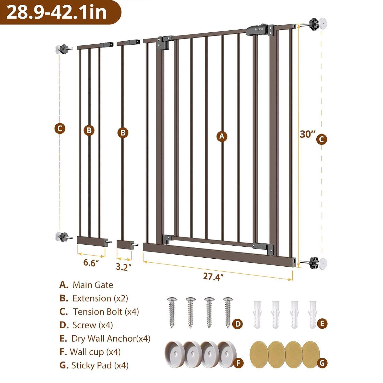 Mom'S Choice Award- Dog Gate for Doorways 28.9-42.1" Wide, Baby Gate for Dogs...