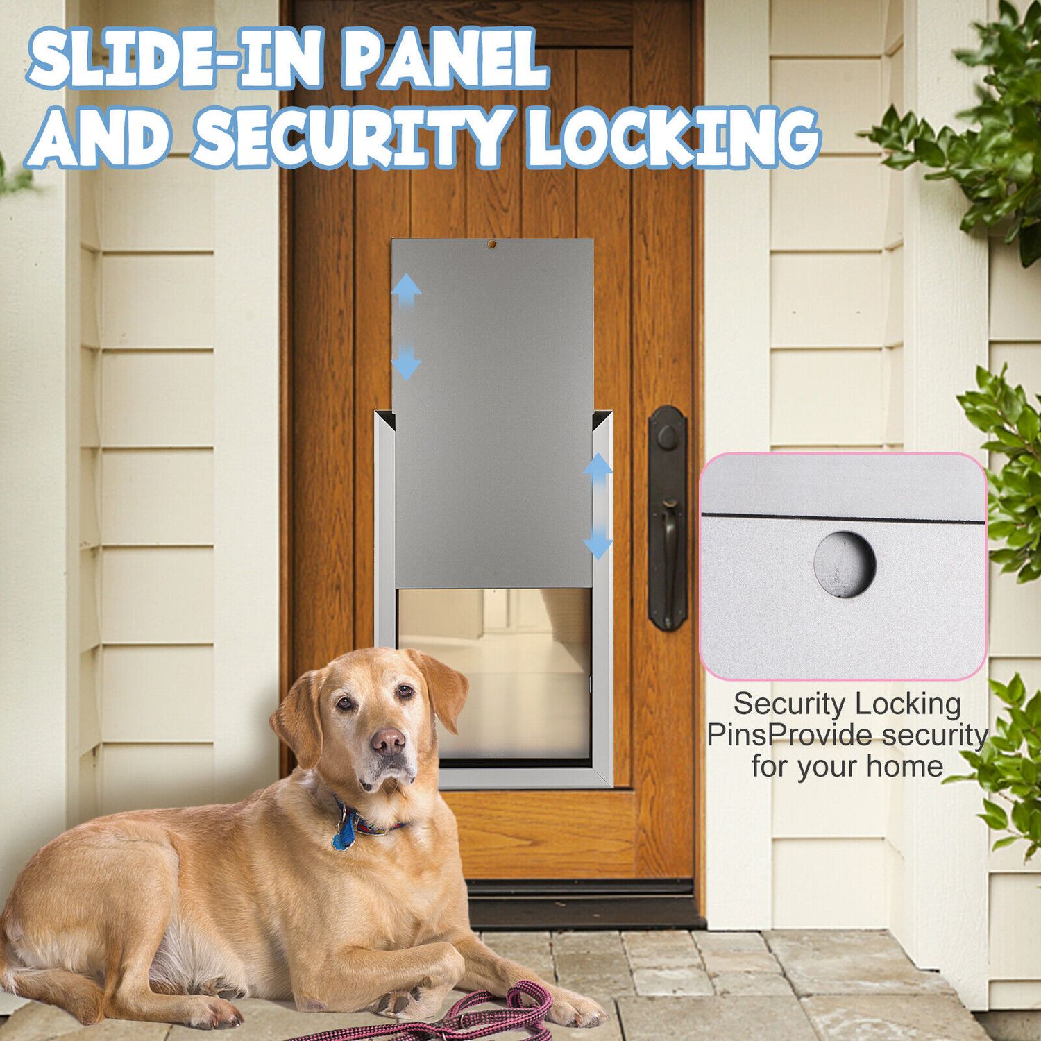 18"x28" Aluminum Large Pet Dog Door Flap Magnetic Locking Screen Wall Gate Frame