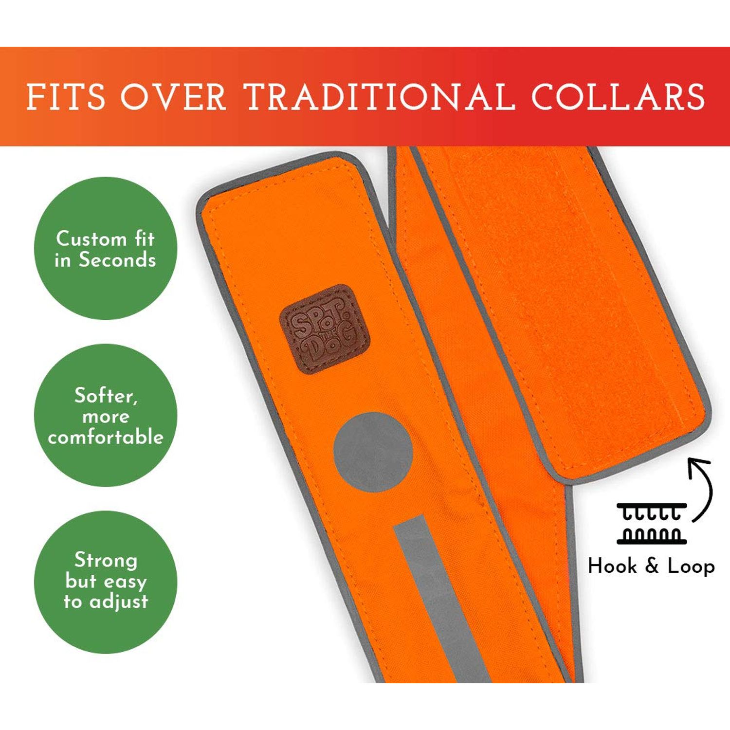 SPOT THE DOG! Reflective Dog Collar - Adjustable Pet Collars, Safe, Durable, Comfortable Dog Walking Accessories for Small Dog, Hunting Dog, Puppy, Lightweight Boy, Girl Dog Collars (Blaze Orange, S)