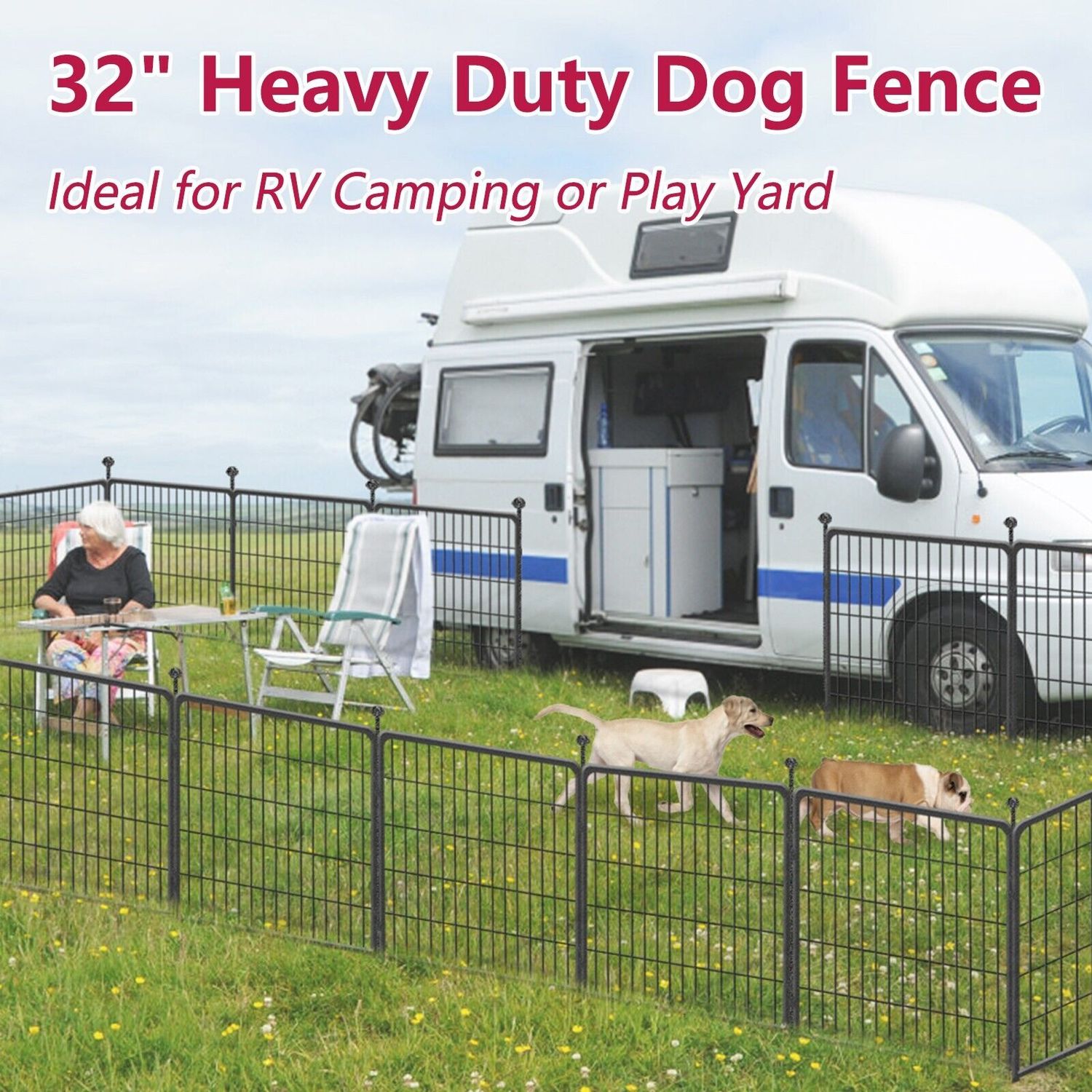 32 Inch Heavy Duty Dog Playpen 16 Panels Exercise Pen Pet Fence Cage with Door