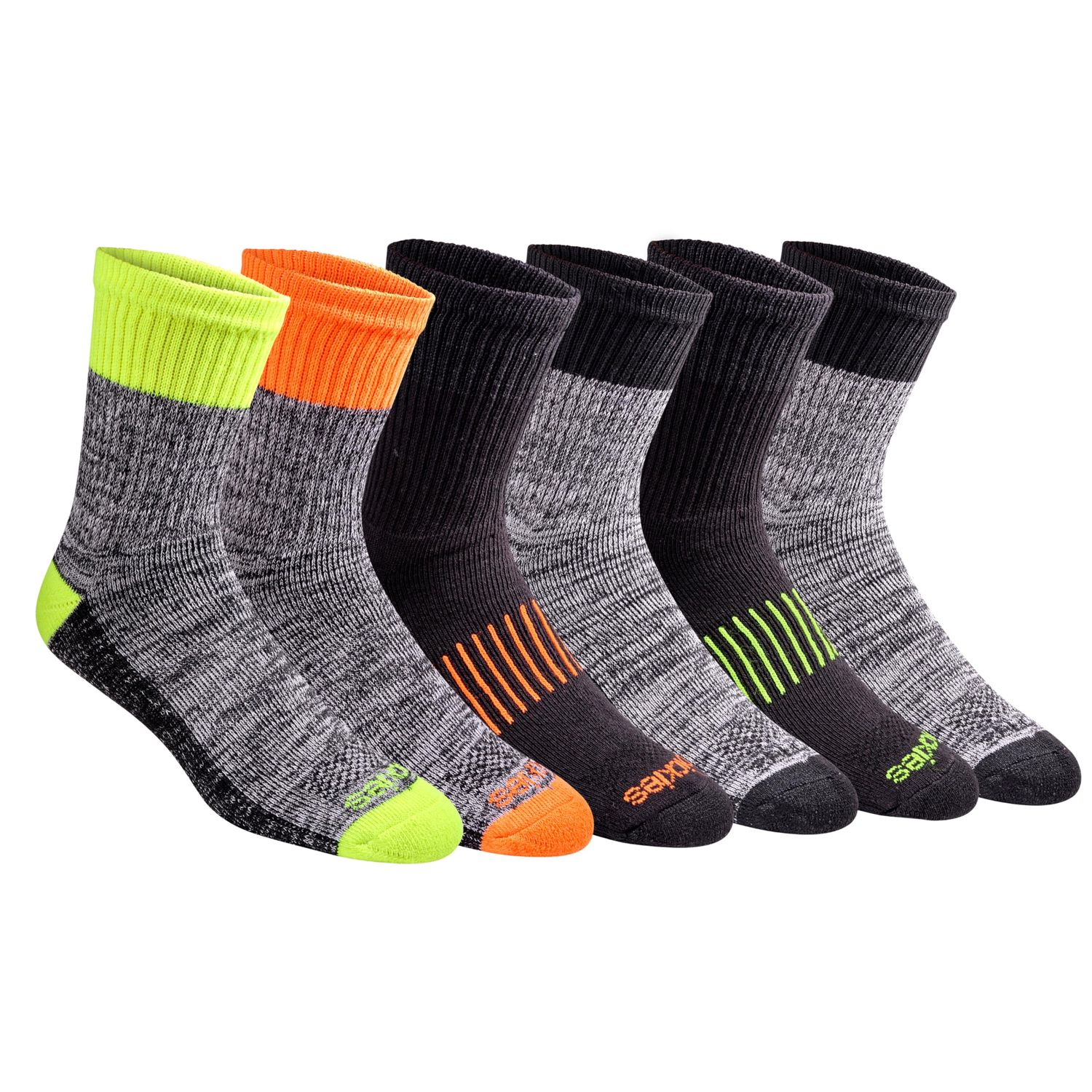 Dickies Men's Dri-tech Moisture Control Comfort Length Crew Socks, Comfort Length Navy Marl Assorted (6 Pairs), Large