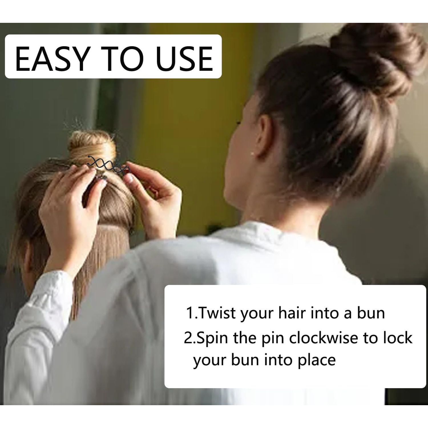 50Pcs Spiral Hair Pins, Non-Scratch Round Tips Hair Pins Spin Pins, Twist Hair Pins for Women Buns Girls, Hair Style DIY, Mini Bobby Pins Black