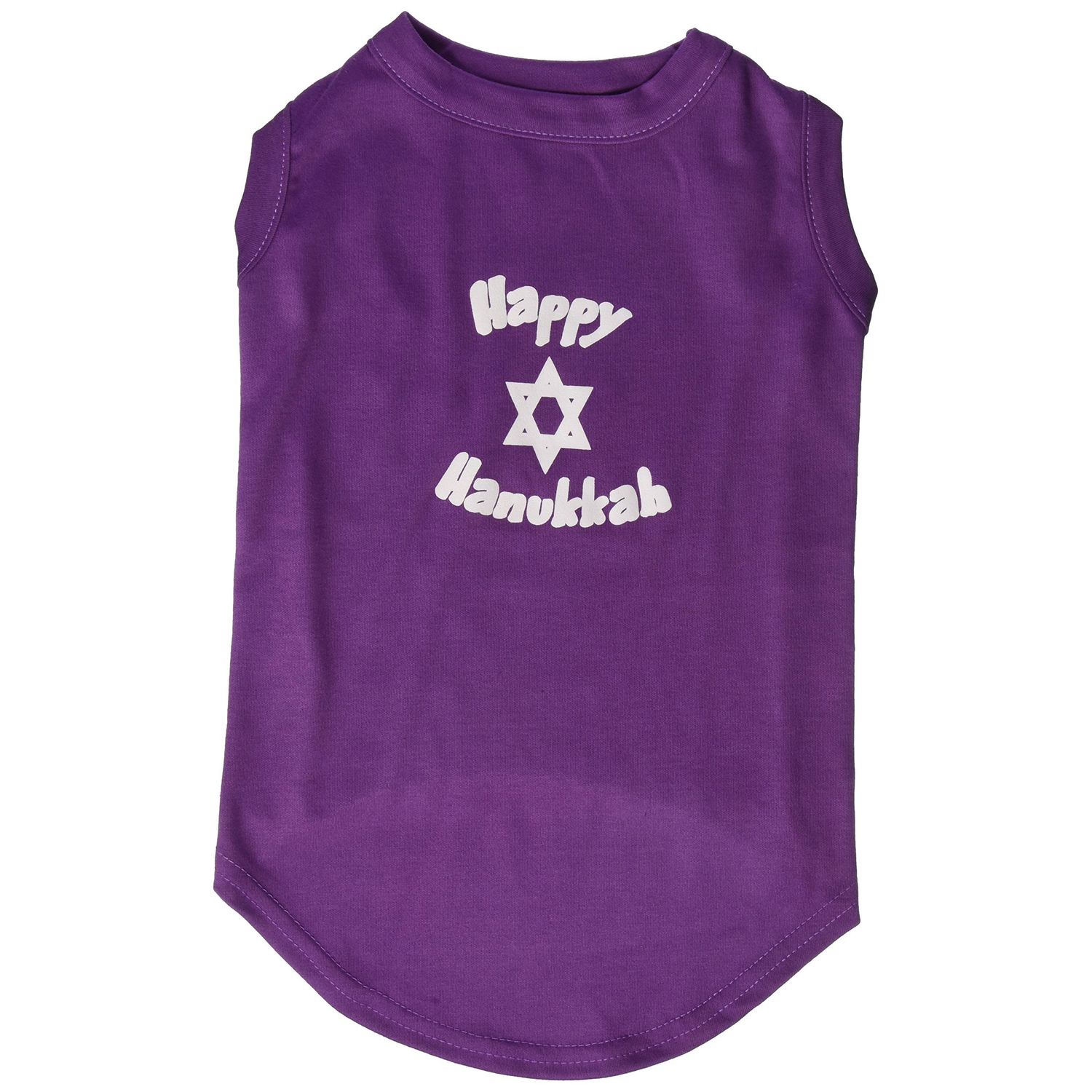 Hanukkah Pet Dog & Cat Shirt Screen Printed, "Happy Hanukkah" Purple XL (14-20 lbs.)