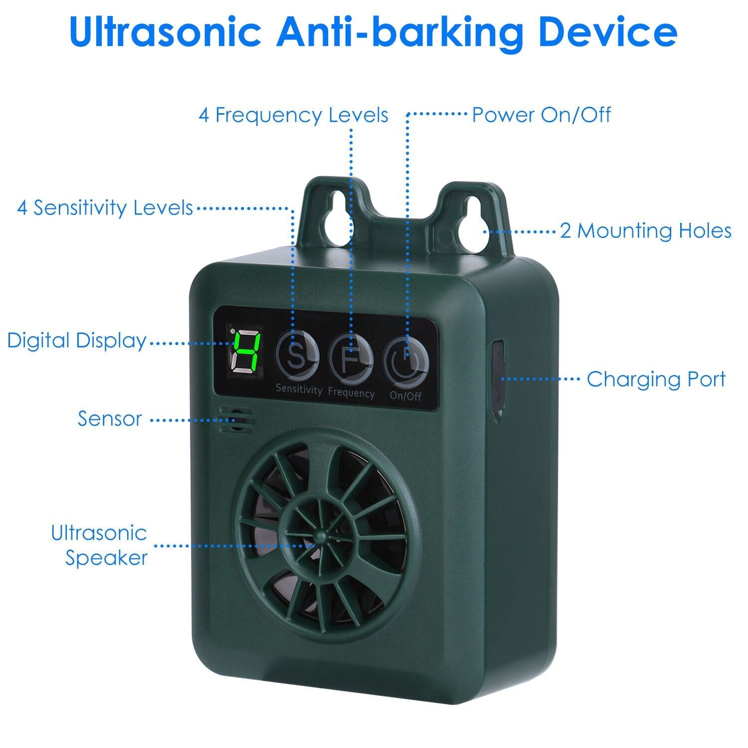 49.2Feet Outdoor Ultrasonic Anti-Barking Device Dog Bark Control Sonic Silencer