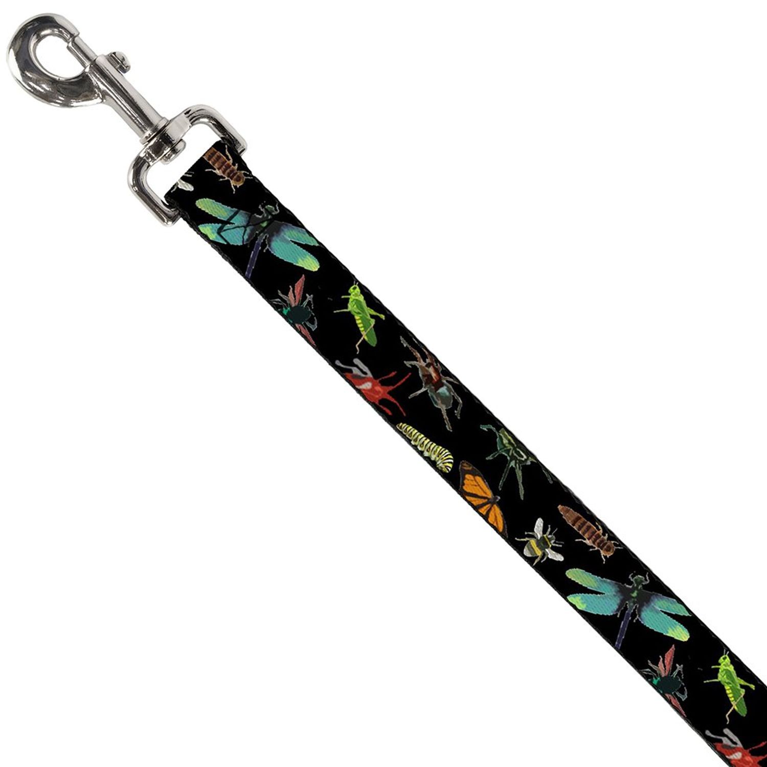 Dog Leash Insects Scattered Close Up Black 4 Feet Long 1.5 Inch Wide