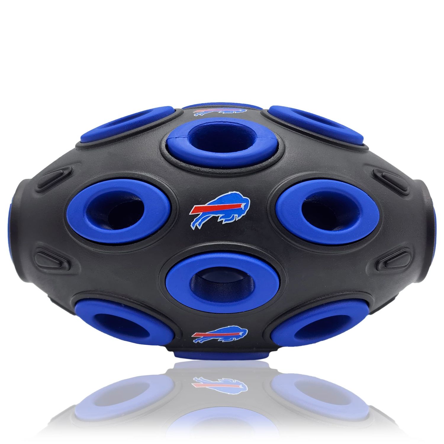 NFL Buffalo Bills Football Treat Dispensing Toy for Dogs and Cats, Rubber Ball Dog Toy, Interactive Fun Dog Treat Toy, Natural Rubber Dog Feeding Toy