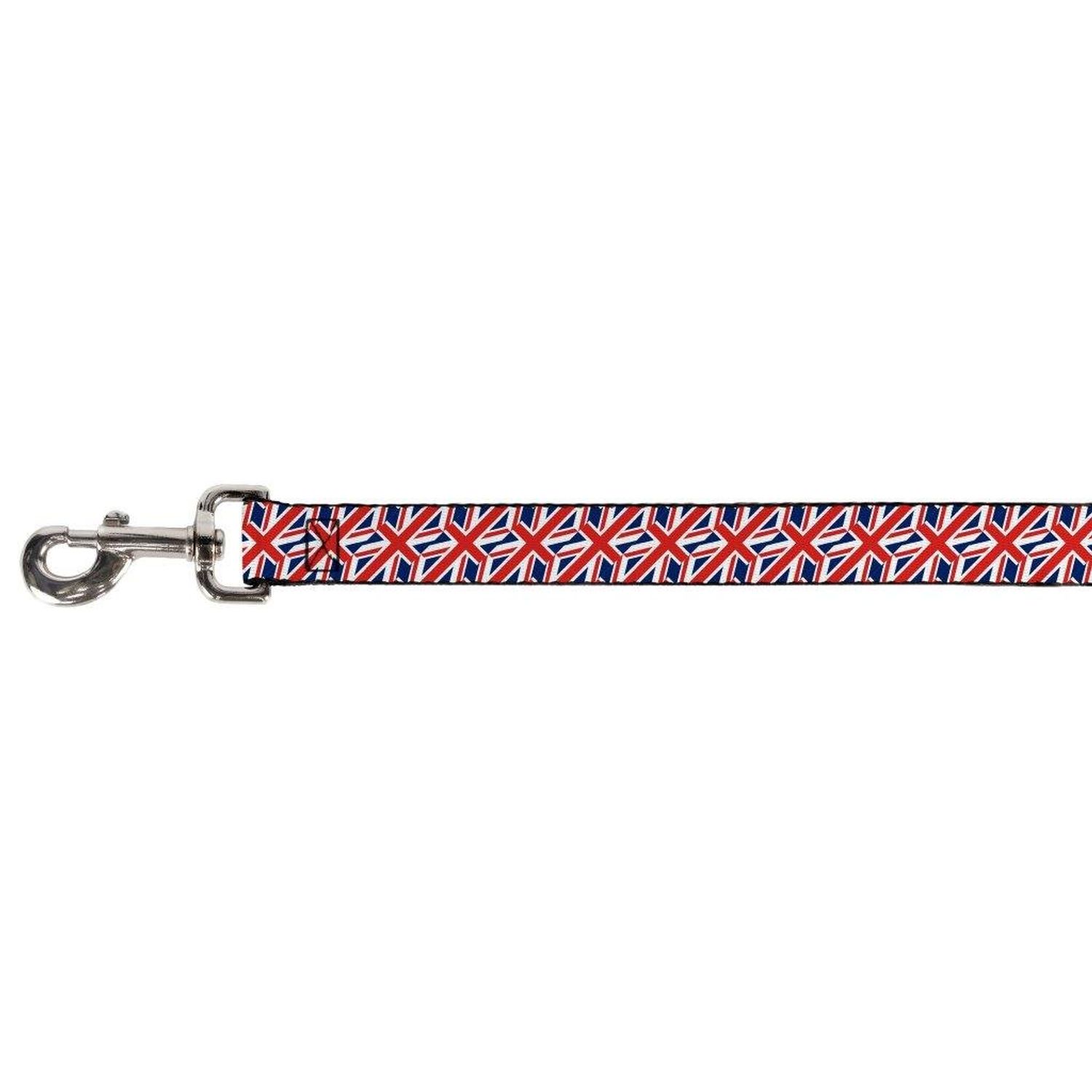 Buckle-Down Pet Leash - United Kingdom Flags Diagonal - 4 Feet Long - 1.5" Wide