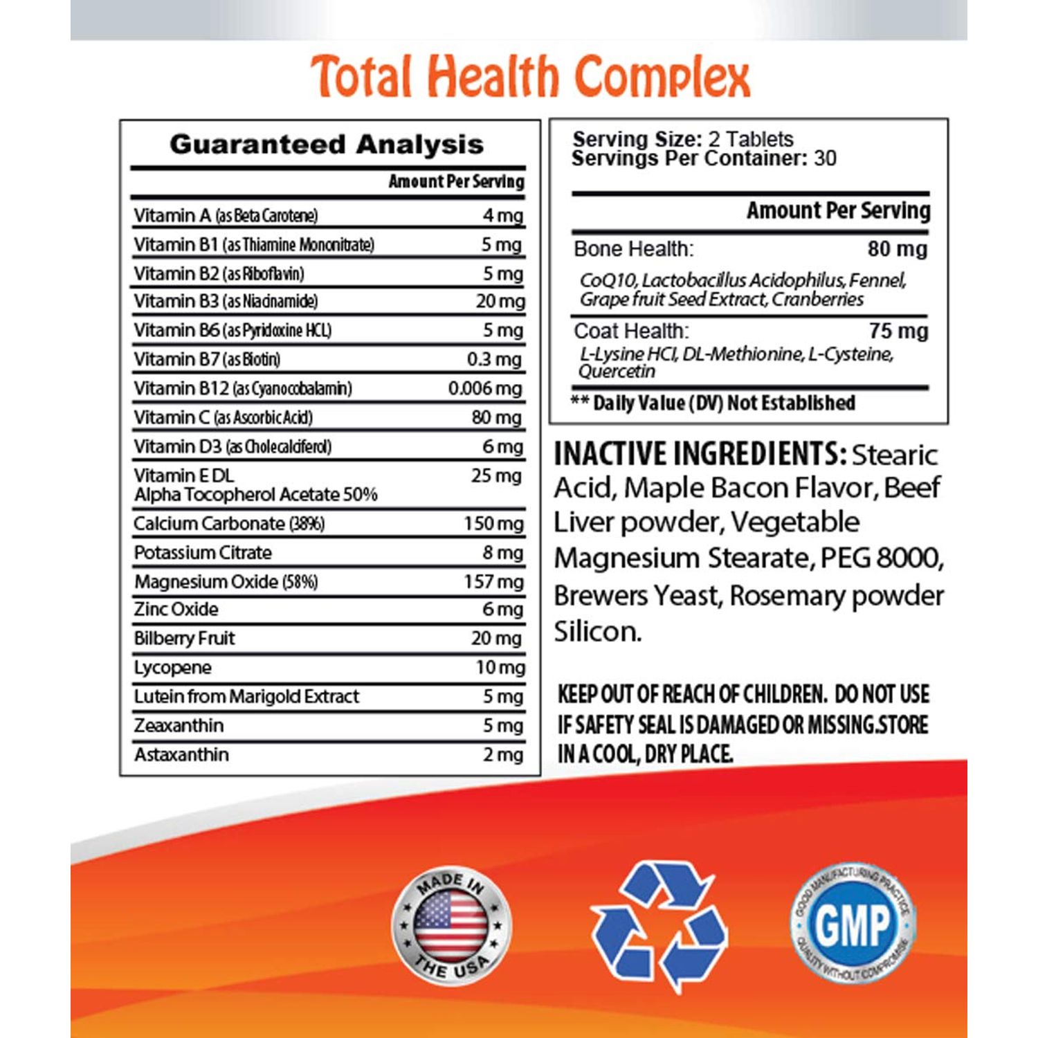Dog Eye Relief - Pets Total Health Complex - Dogs and Cats - Best Hair Skin Eye Teeth Nail Urinary Support - Bilberry for Dogs - 2 Bottles (120 Tablets)