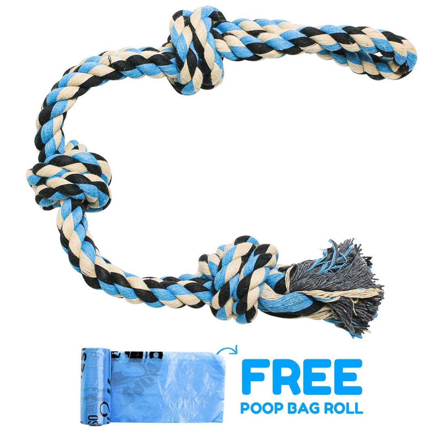 XL Dog Rope Toy for Aggressive Chewers - Dog Toy, Benefits Non-Profit Dog Rescue, Large Dog Toys, Durable Dog Toys for Aggressive Chewers, Nearly Indestructible Dog Toys for Aggressive Chewers, Blue