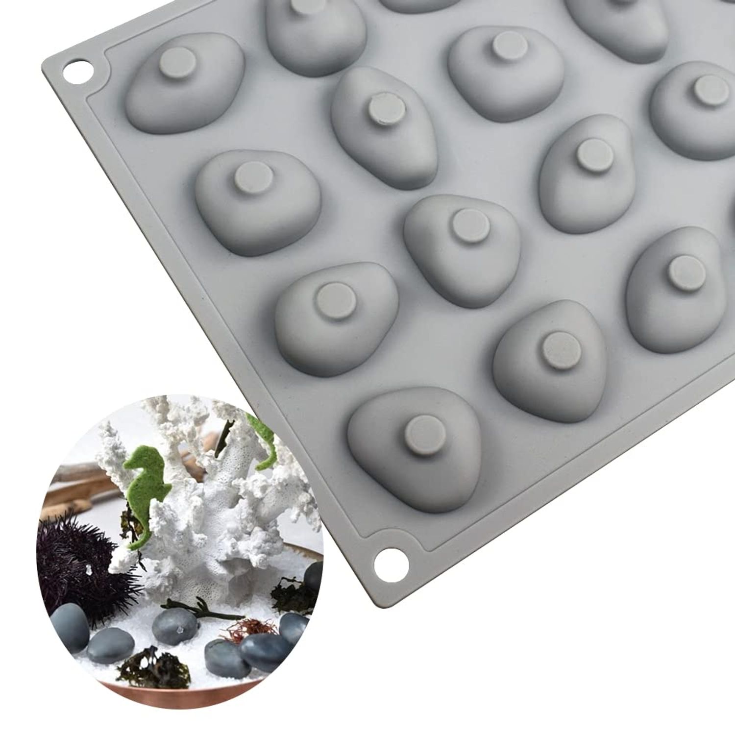 mostsom Silicone Molds Stone Shape, Non-Stick Food Grade Silicone Molds for Chocolate, Candy, Jelly, Ice Cube, Dog Treats, Cupcake Baking Mould (Stone M)