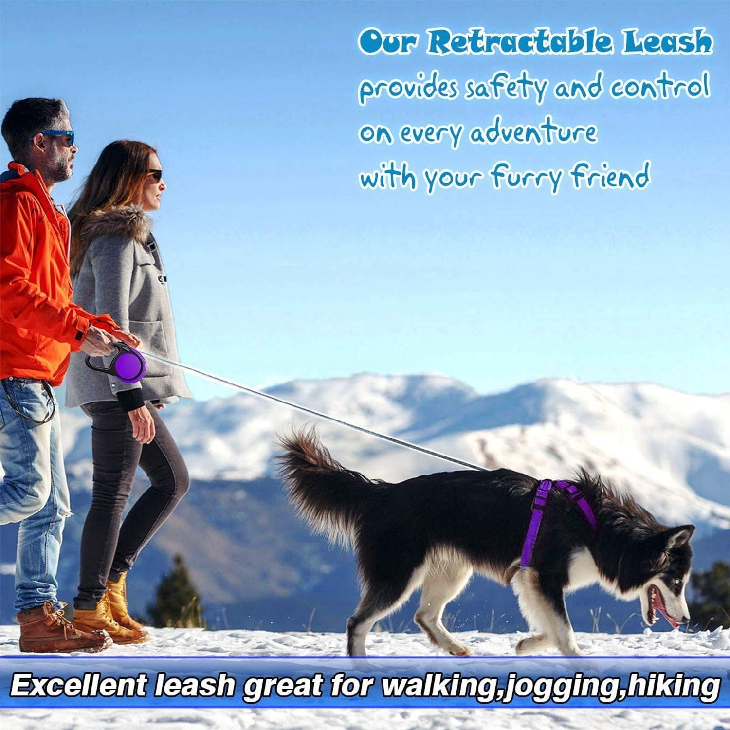 Heavy Duty Retractable Dog Leash-16ft Strong & Durable Walking Leash for S to L Dogs up to 45/115 lbs, Upgraded Lock System, Non Slip Grip, Tangle Free (Medium-Large Sized Dogs, Purple)