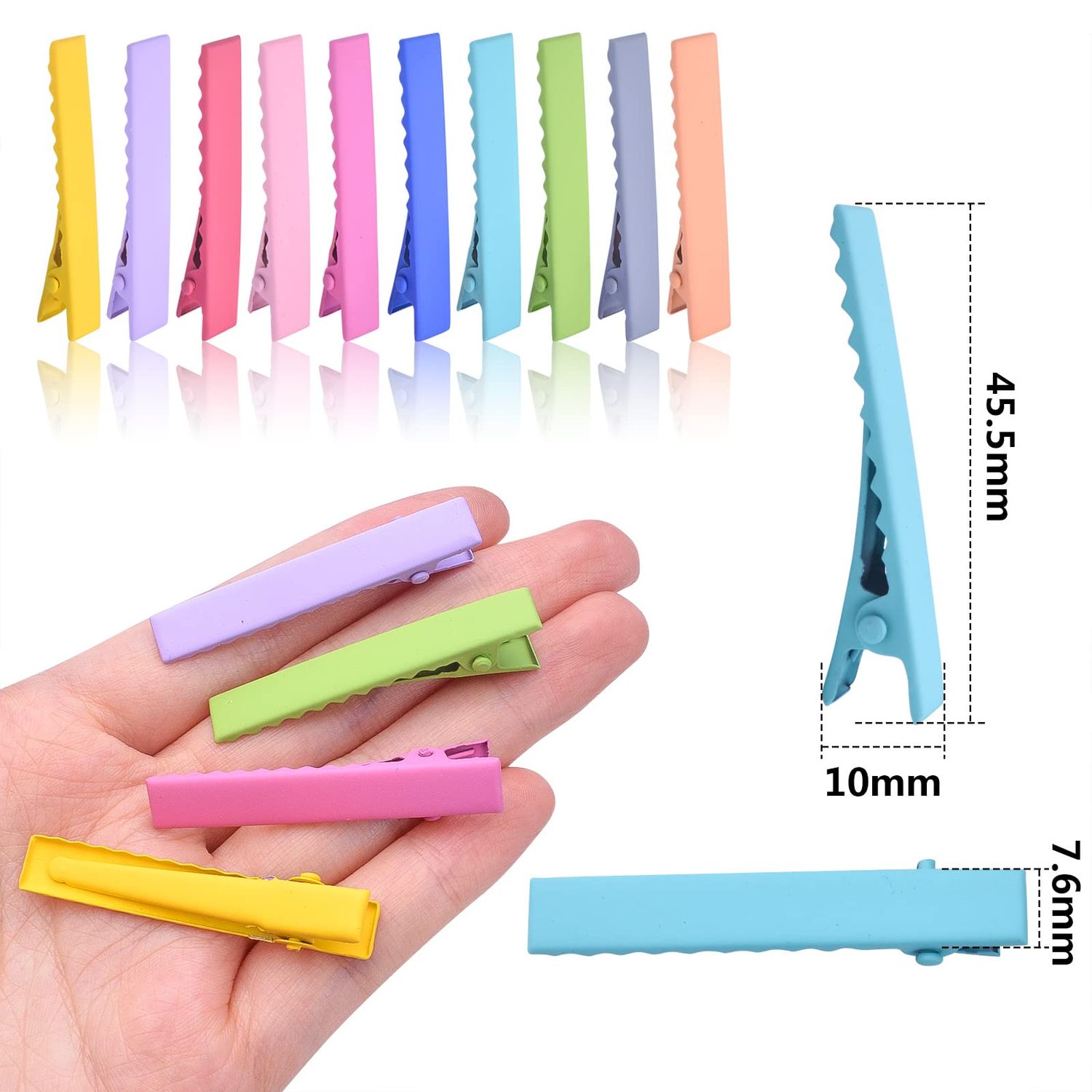 50pcs 10 Colors Alligator Hair Clips Metal Duck Bill Hairclips Single Prong Non-slip Hair Barrette Sectioning Hairpins for Women Girls Salon Styling DIY Accessories