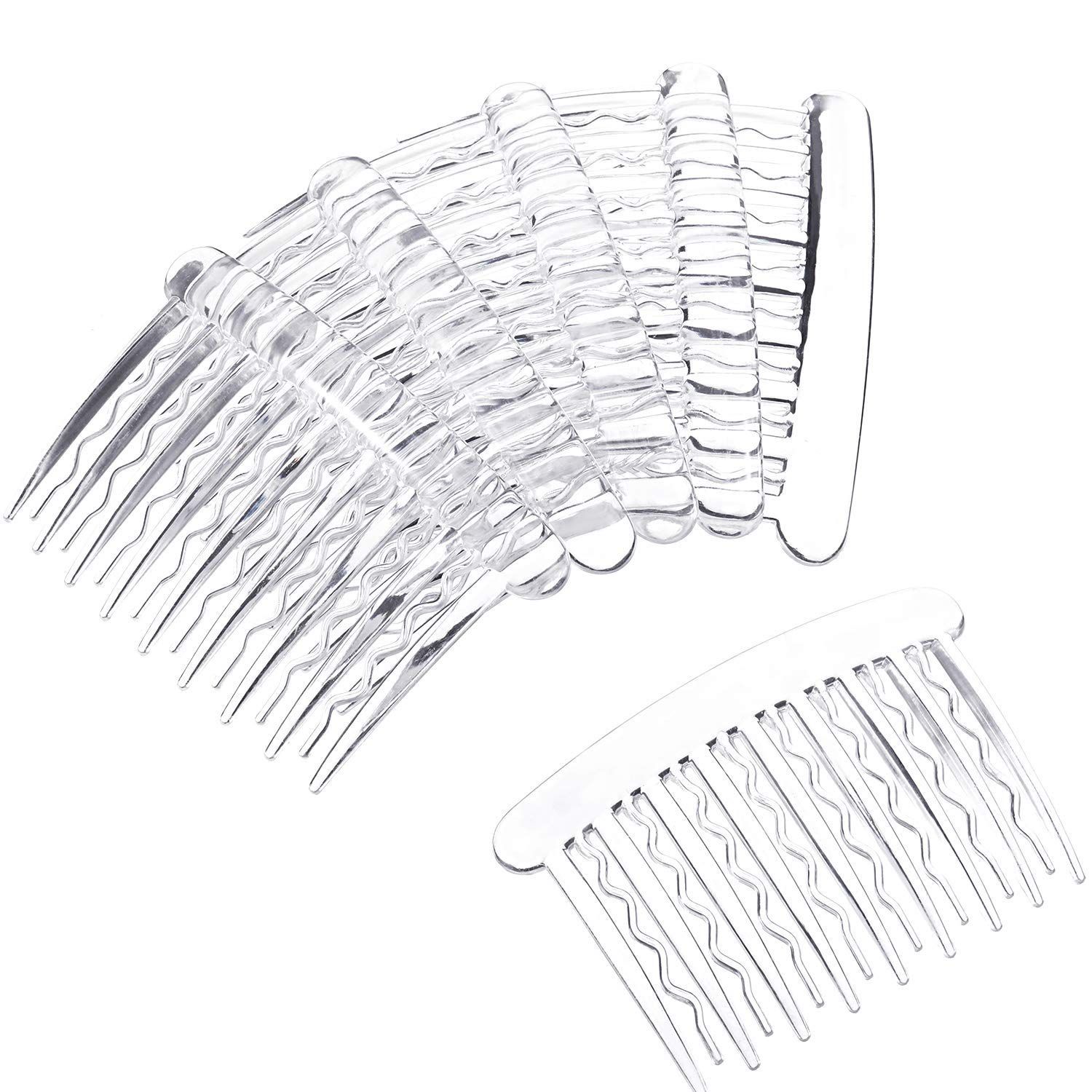 Gejoy 12 Pieces Plastic Teeth Hair Combs Tortoise Side Comb Hair Accessories for Fine Hair (Transparent)