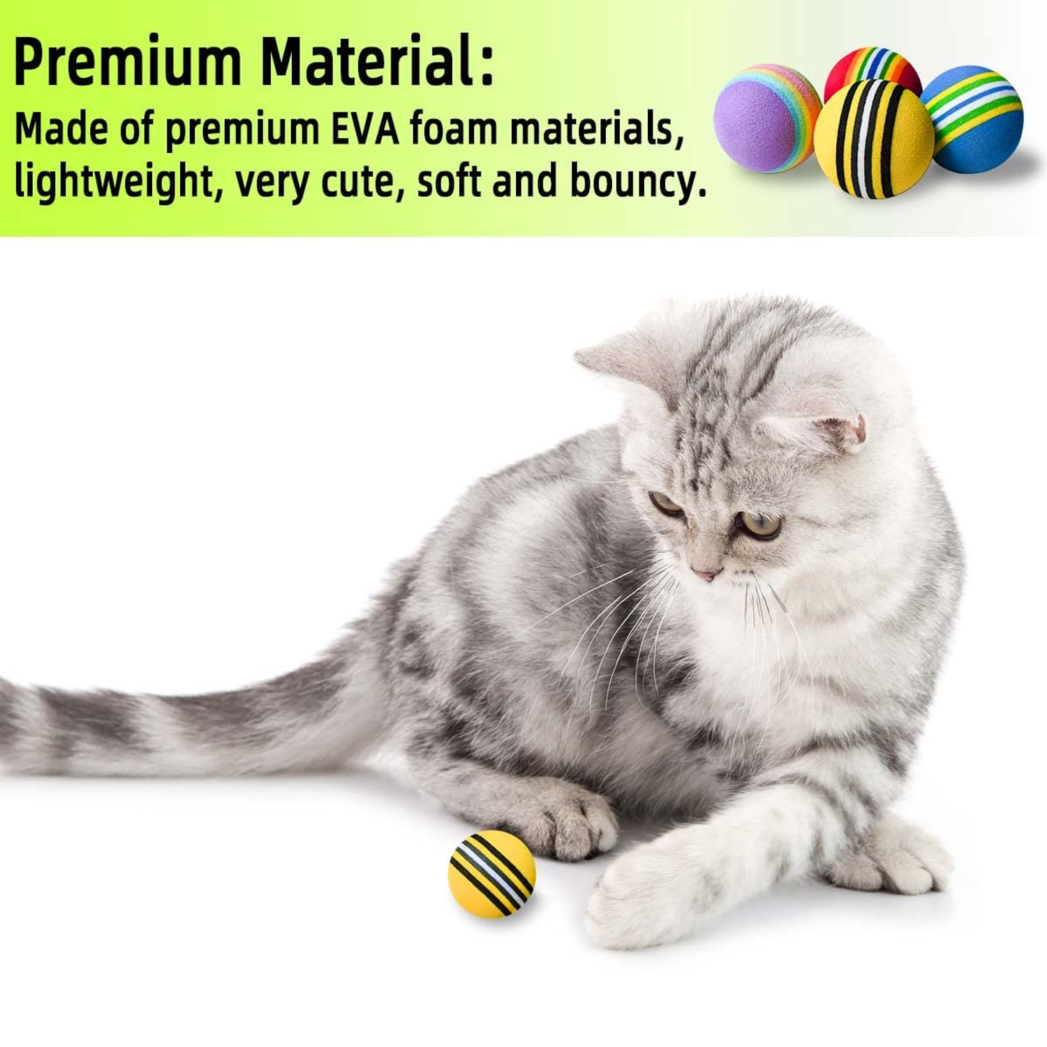 12 Pack Foam Cat Toy Balls Cat Foam Soccer Ball Pet Foam Ball Soft Cats Toys Sponge Balls Colorful Quiet Eva Interactive Toy Ball for Kitten Dog Puppy Indoor Activity Play Chase Training Chewing