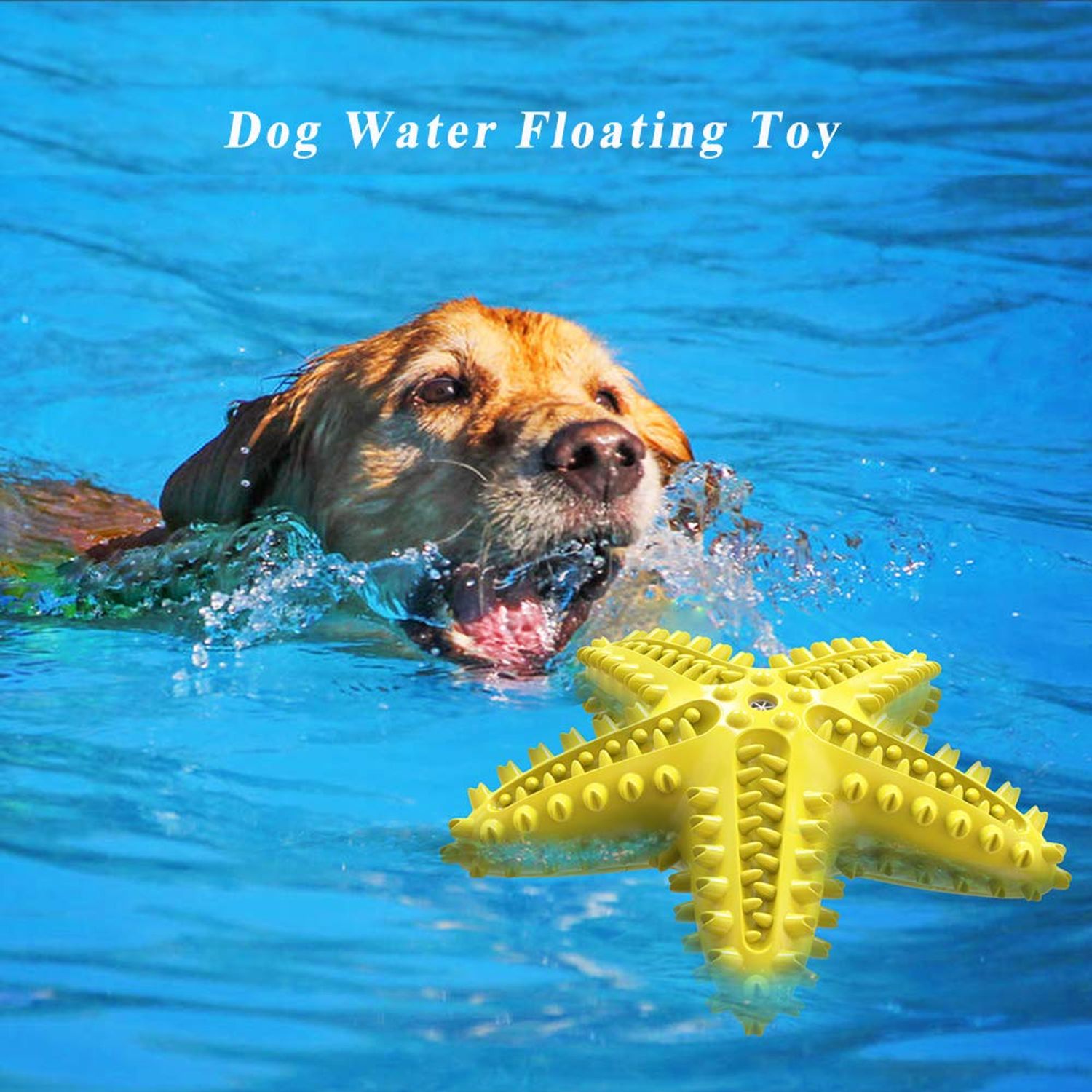 IDOLPET Dog Chew Toys Squeaky Dog Toys Dog Water Floating Toys Starfish Natural Tooth Brush Teeth Cleaning Toy for Small Medium Dog Yellow
