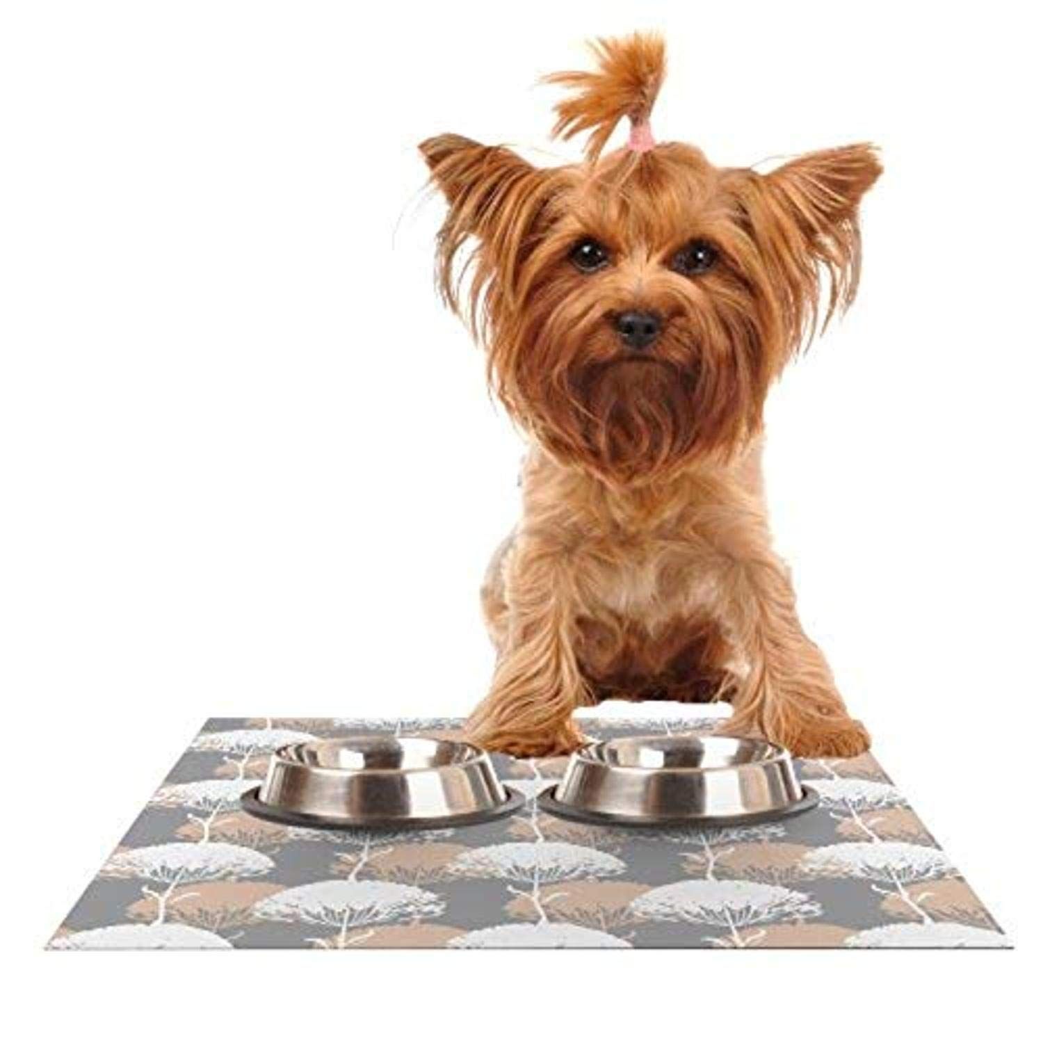 KESS InHouse Julia Grifol Charming Tree Feeding Mat for Pet Bowl, 18 by 13-Inch