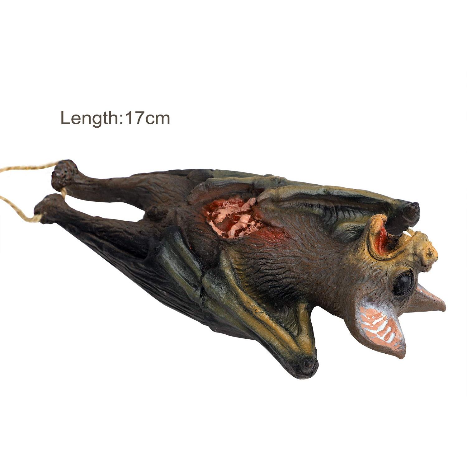 Halloween Hanging Bats Decoration Terrible Prank Props Ornament Realistic Scary Fake Dead Mouse Rat Spider Cats Dogs Toys Halloween Zombie Vampire Party Decor Supplies for Haunted House Theme Party
