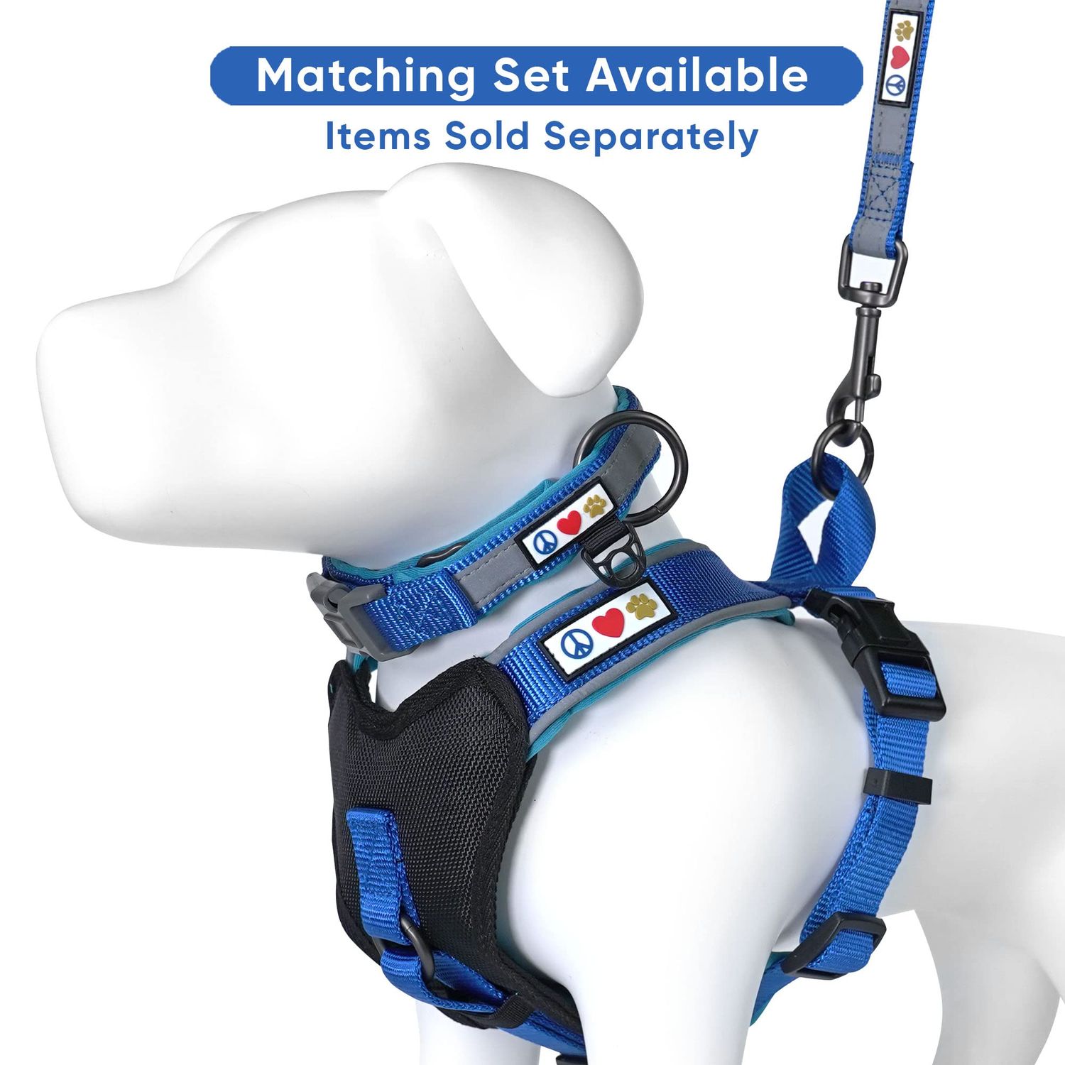 Pawtitas Lumberjack Padded Martingale Collar for Dogs | Soft Neoprene Dog Collar for Your pet's Comfort Made with Reflective Band for Maximum Visibility | Fits Small and Large Pets - Large Blue