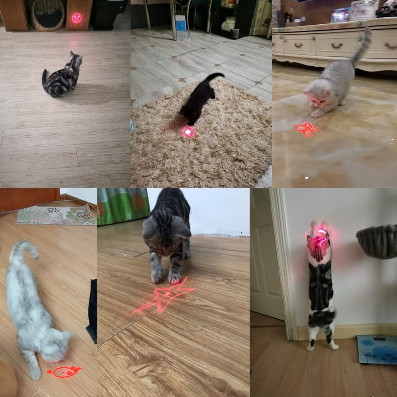 Zugesify Cat Toy, Interactive Toy with Red Dot LED Light Pointer, Long Range 3 Modes Projection Playpen for Kitten Interaction,Suitable for Cat Outdoor Pet Chasers Teasing Training Exercises(2 pcs)