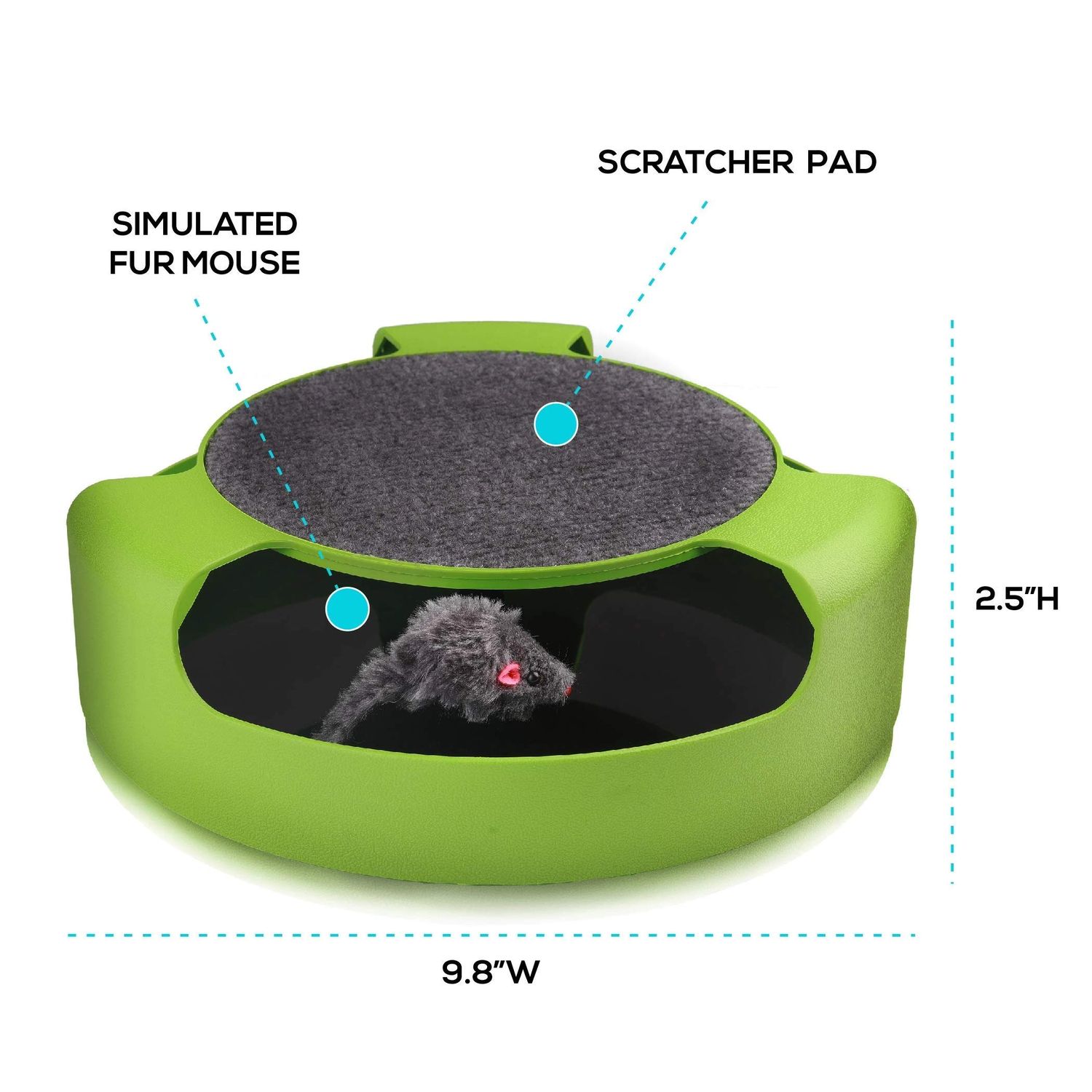 Pets First CAT Scratcher Spinning Mouse Toy for Cats - Interactive Cat Toy Catch The Mouse Fun Game - 2-in-1 Scratching Toy for Cats - No Battery Required - Rotating Mouse Pet Toy
