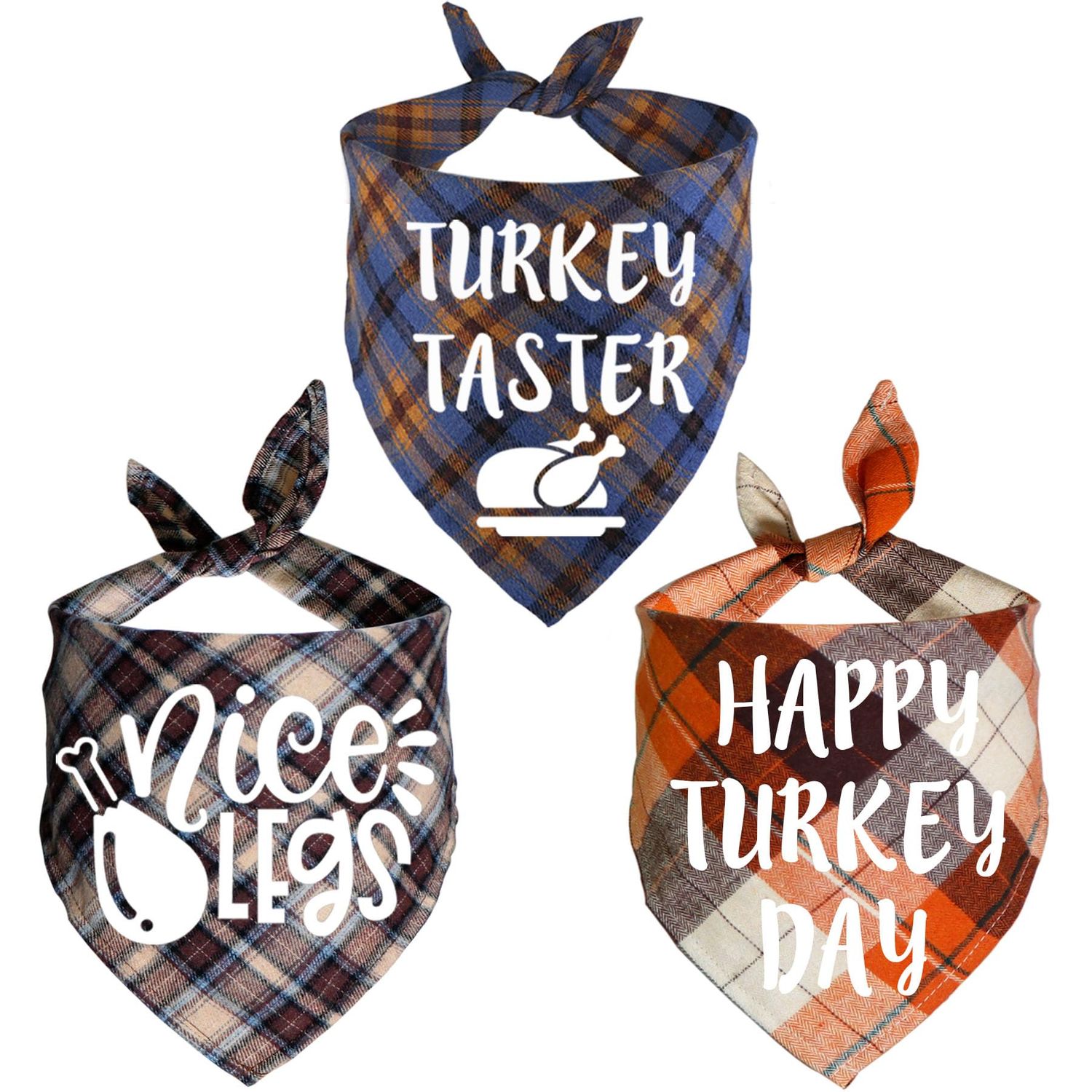 STMK 3 Pack Thanksgiving Day Dog Bandanas, Holiday Fall Thanksgiving Dog Bandanas Scarf for Small Medium Large Dogs (Large)