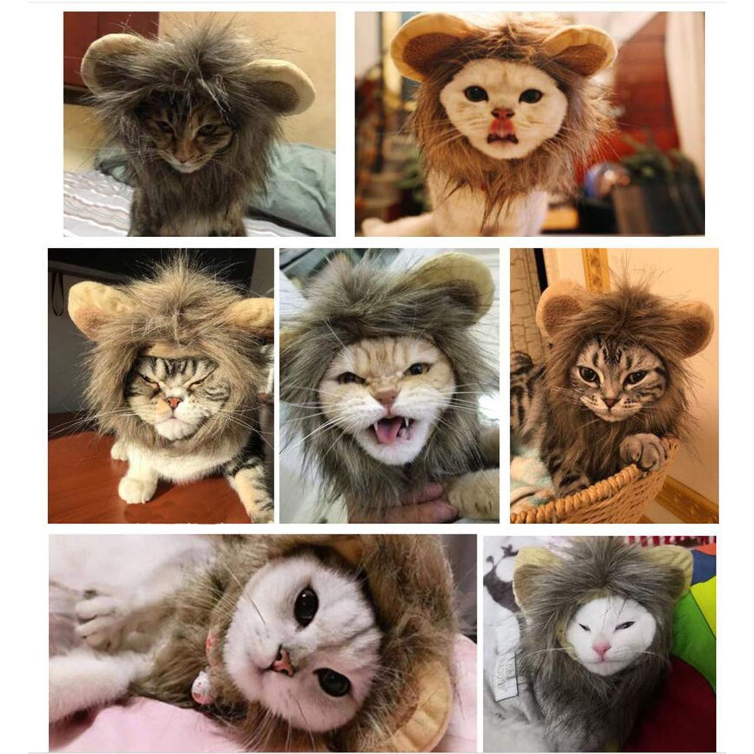 2 Pack Lion Mane Wig Costume for Cat Costume Bunny Rabbit Hat Headwear with Ears Pet Cosplay Dress up Halloween Party Costume Accessories for Cats & Small Dogs