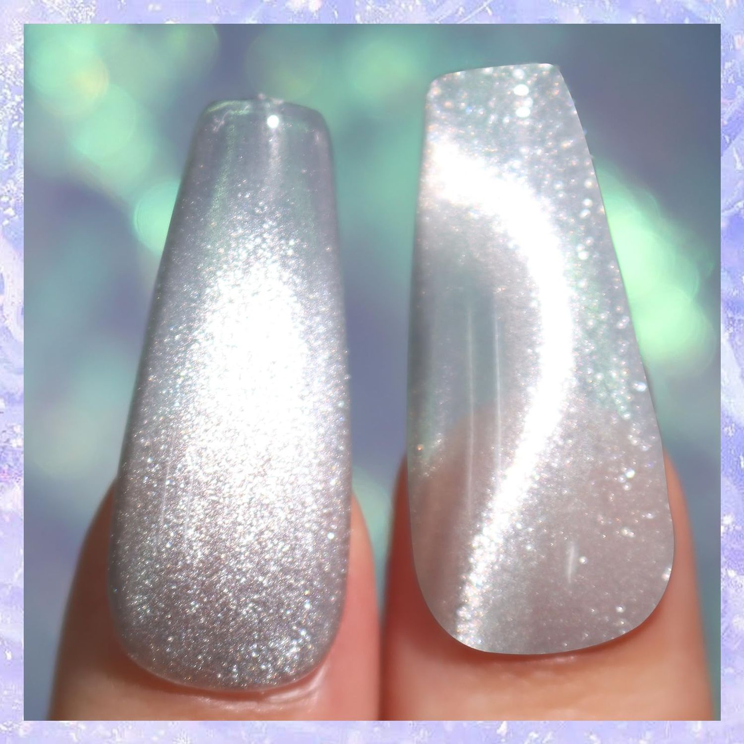 Allstarry Cat Eye Gel Nail Polish, 15ml/0.5fl oz Bright Silver Magnetic Gel Polish UV LED Curing Soak Off Home DIY Nail Salon Manicure Kit with Magnet for Shimmer Velvet Nail Art - White Moonligh