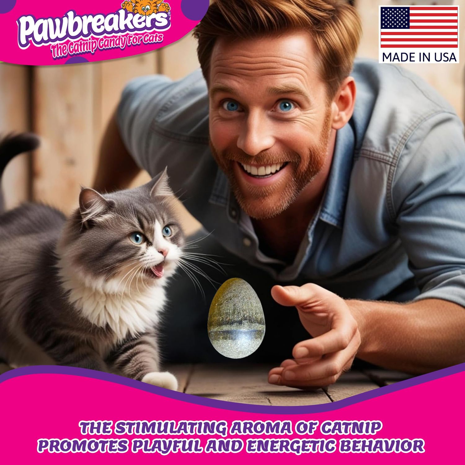 Pawbreakers 2 Catpurry Eggs - All-Natural cat Treats, Medical Grade Catnip Treat and Toy, Catnip for Cats for Relaxed Play, Safe & Digestible, Hypoallergenic & Vegan - 2.25 inches Tall, Made in USA