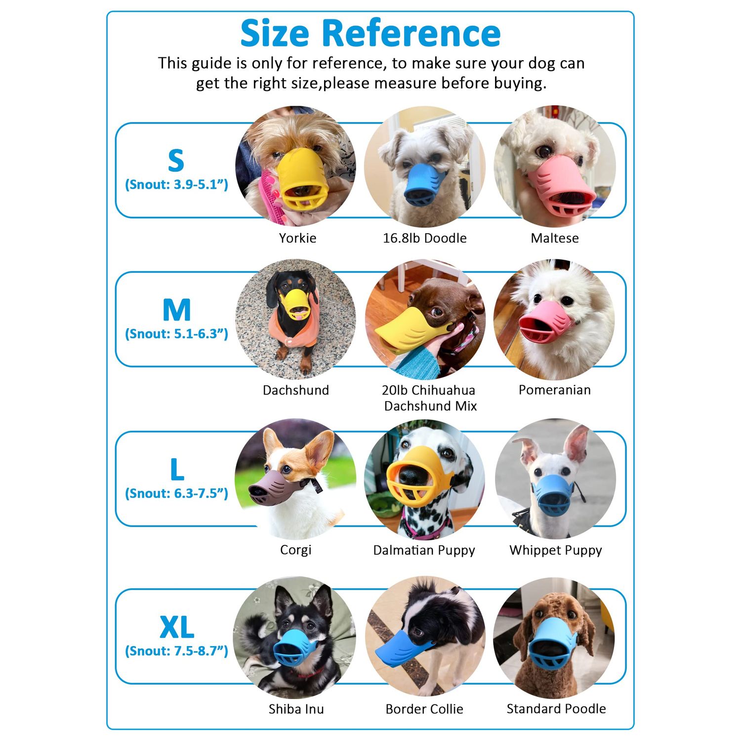 LUCKYPAW Dog Muzzle, Soft Duck Silicone Mouth Cover with Adjustable Strap for Small Medium Dogs, Best to Prevent Barking, Biting, and Chewing(Yellow,M)