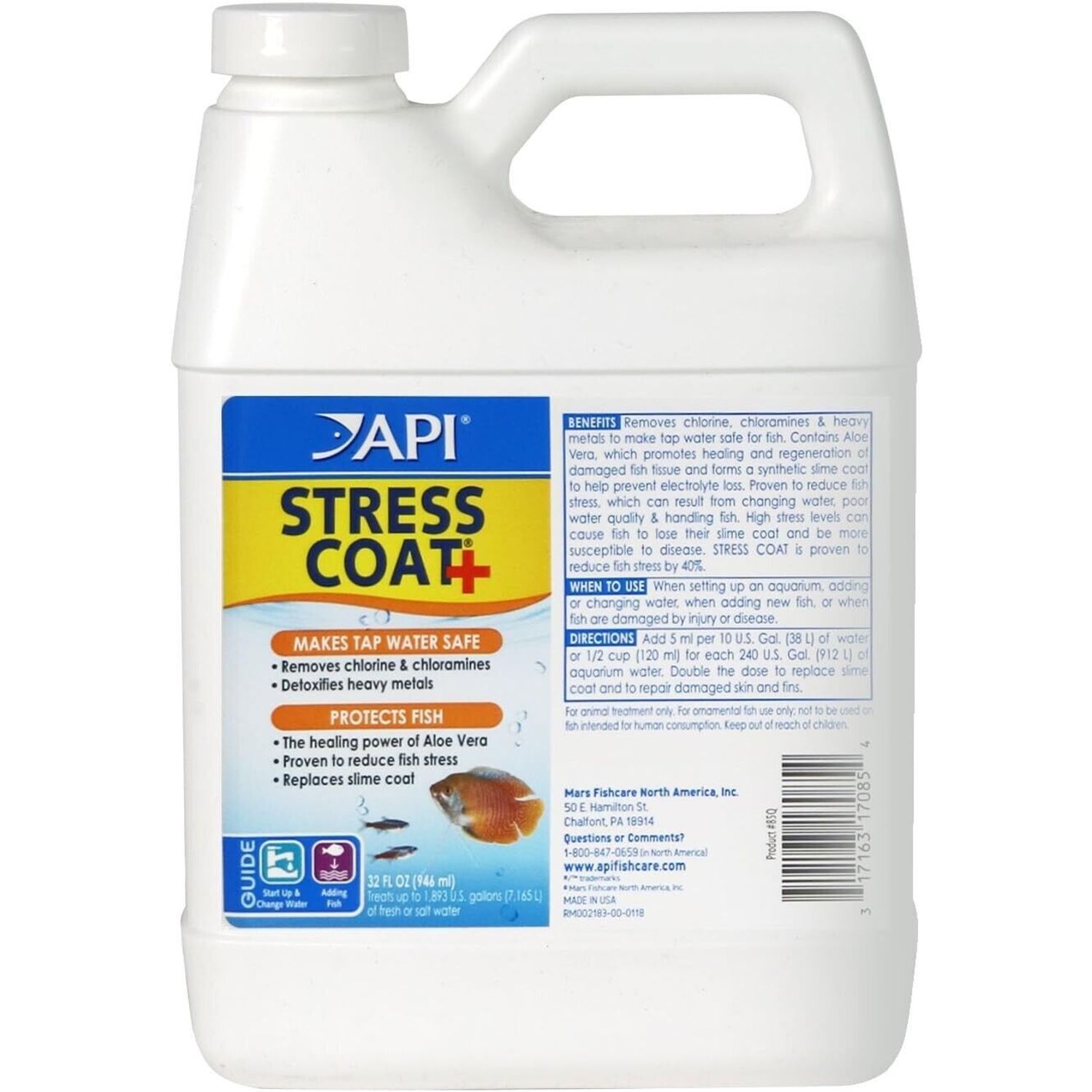 API STRESS COAT Aquarium Water Conditioner 32oz Treatment Makes Tap Water Safe
