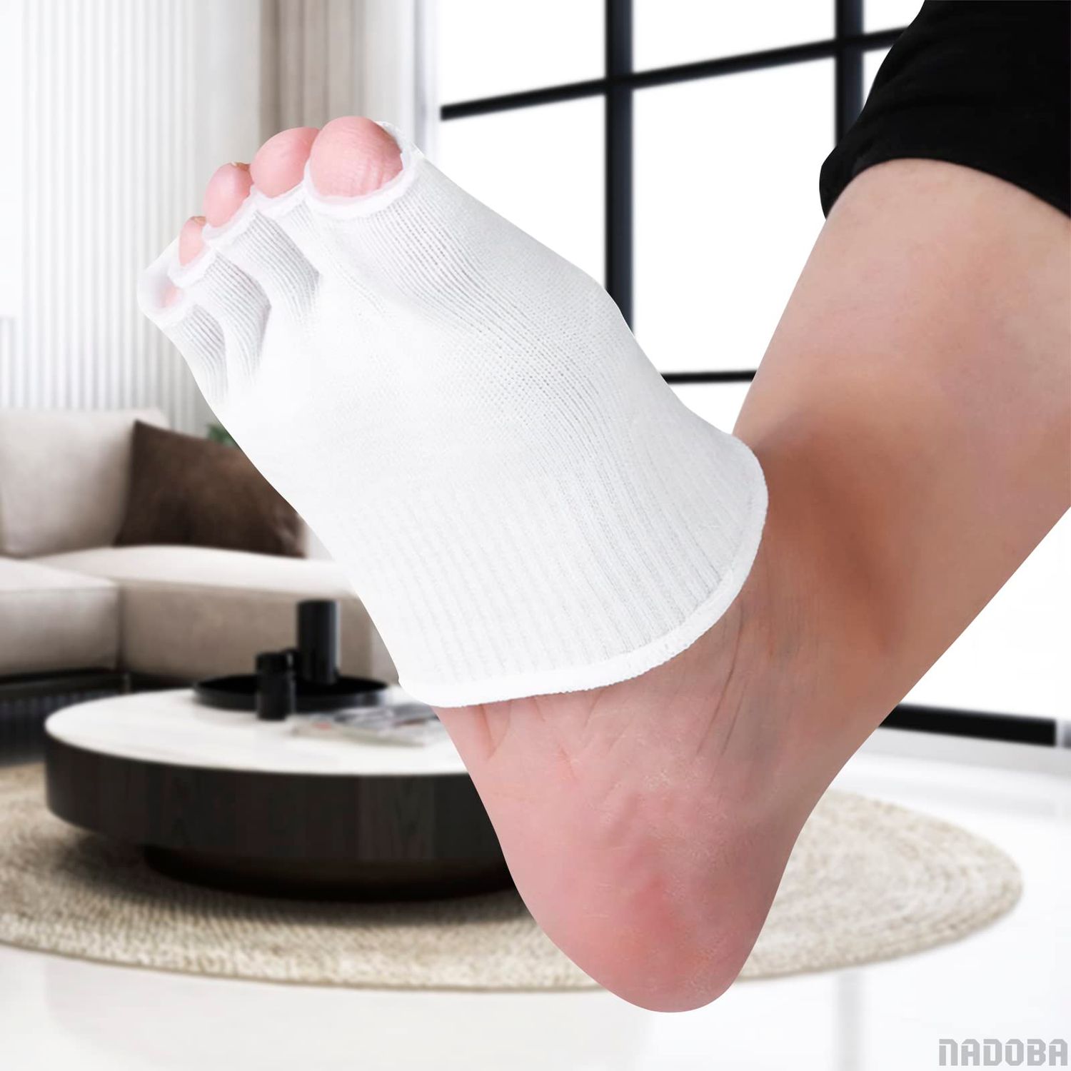 Gel Toe Separator Socks for Women – Pain Relief, Comfortable for Bedtime, Gel Toe Separators for Women Pedicure & Moisturizing, Fits US Sizes 6-10, Soft Cotton, Long-Lasting Design
