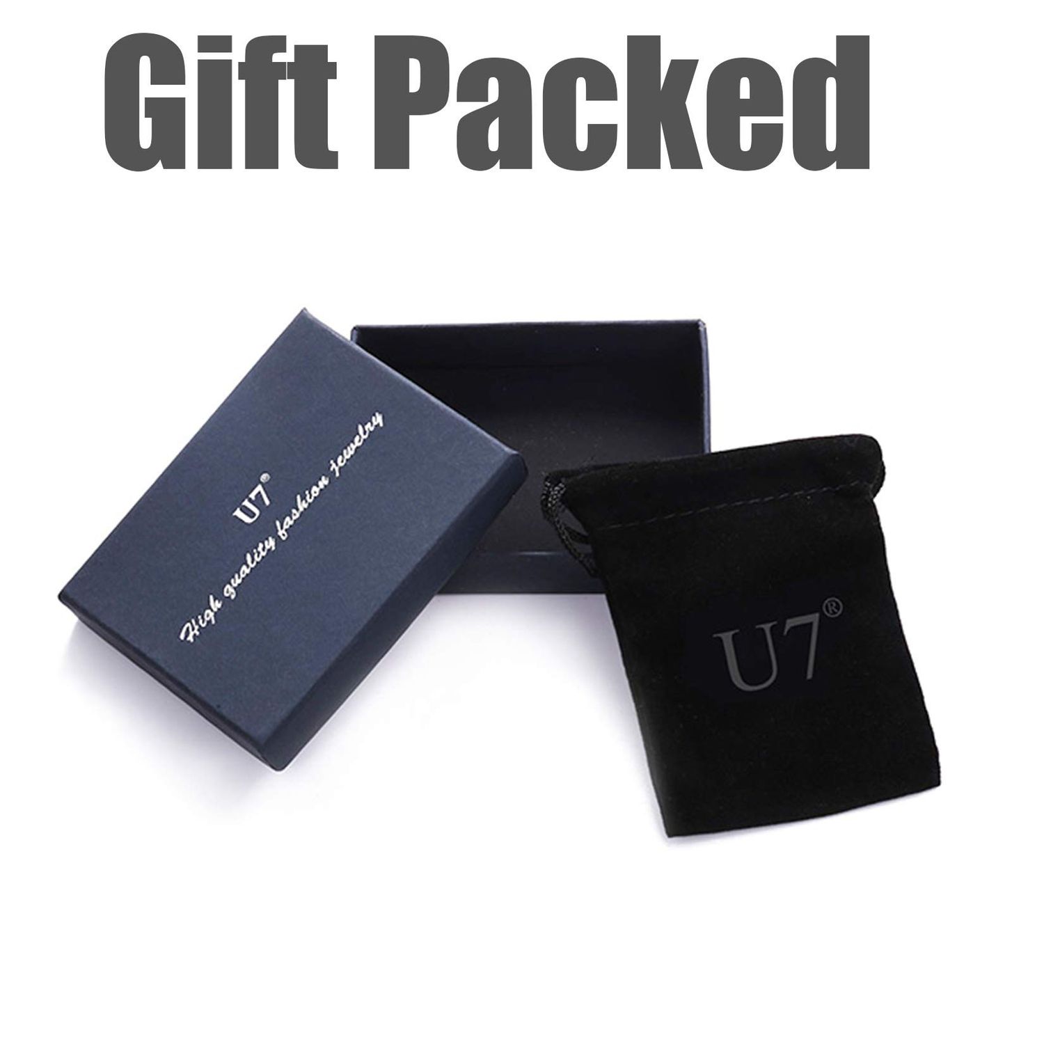 U7 Men Fitness Dumbbell Necklace Stainless Steel Black Gun Plated Weight Plate Barbell Chain Pendant Necklace