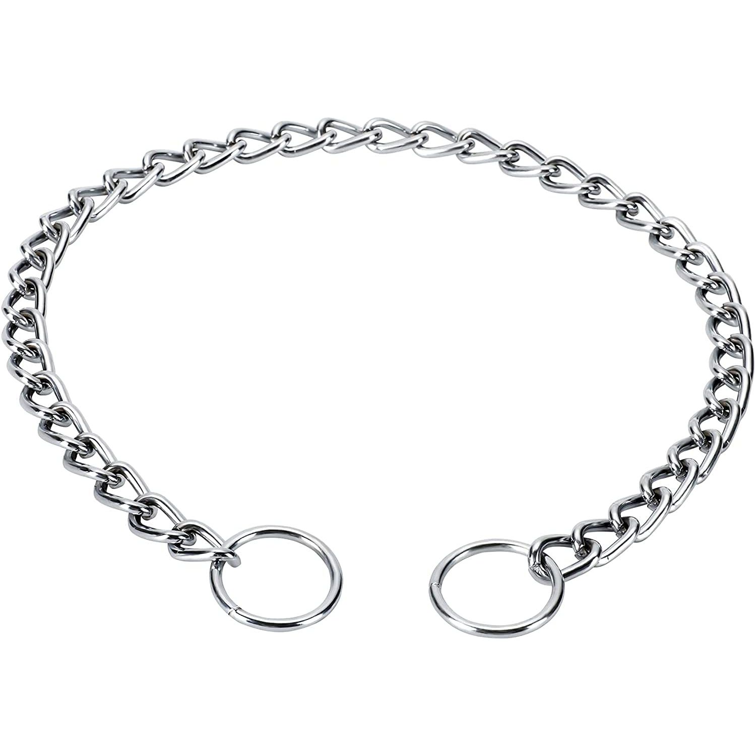 Mystercome Dog Collar Slip Collar Metal Collar Chewproof P Collar Heavy Chain Dog Training Collar Choke Collar Adjustable Weather Proof Alloy Collars for Small Medium Large Dogs 25inch,4.0mm
