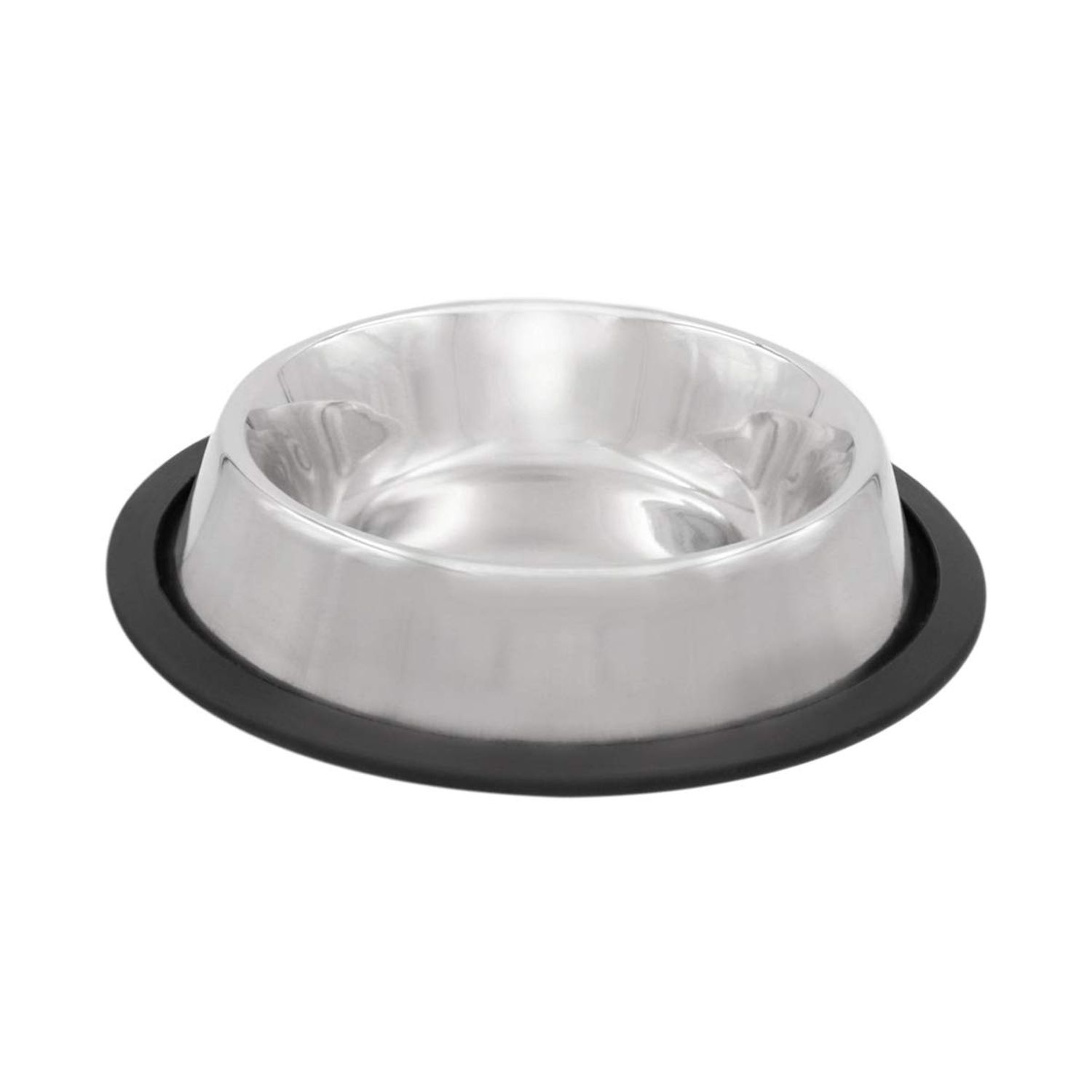 Fuzzy Puppy Pet Products Non-Tip Dog Bowl with Removable Rubber Ring, Won't Slip, Skid or Tip, Stainless Steel, Silver Metallic, 8oz (NOTD-8)