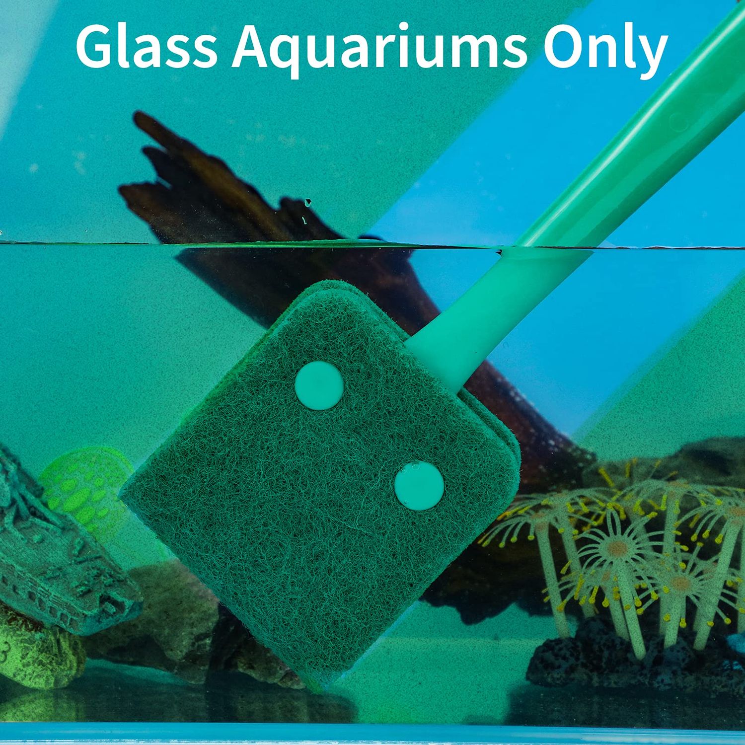 Pawfly Fish Tank Cleaning Tools Aquarium Algae Scraper Sponge Brush Cleaning Scrubber with 10 inch Non-Slip Handle for Glass Fish Tanks