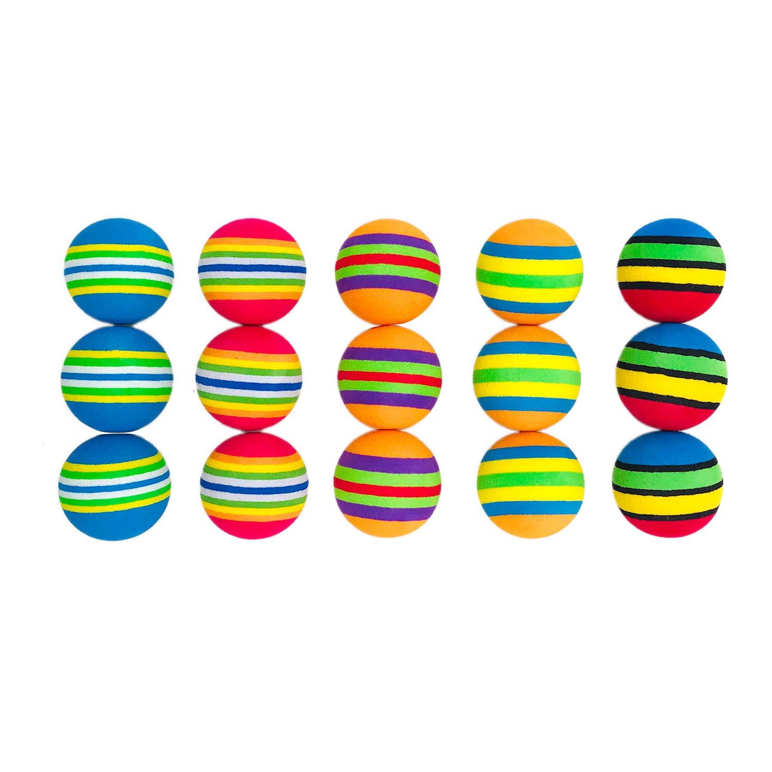 PET SHOW 15pcs 1.4" Interactive Cat Toy Balls for Indoor Cats Colorful Rainbow Soft Foam Kitten Toys Ball for Small Dogs Puppies Quiet Playing Stuff