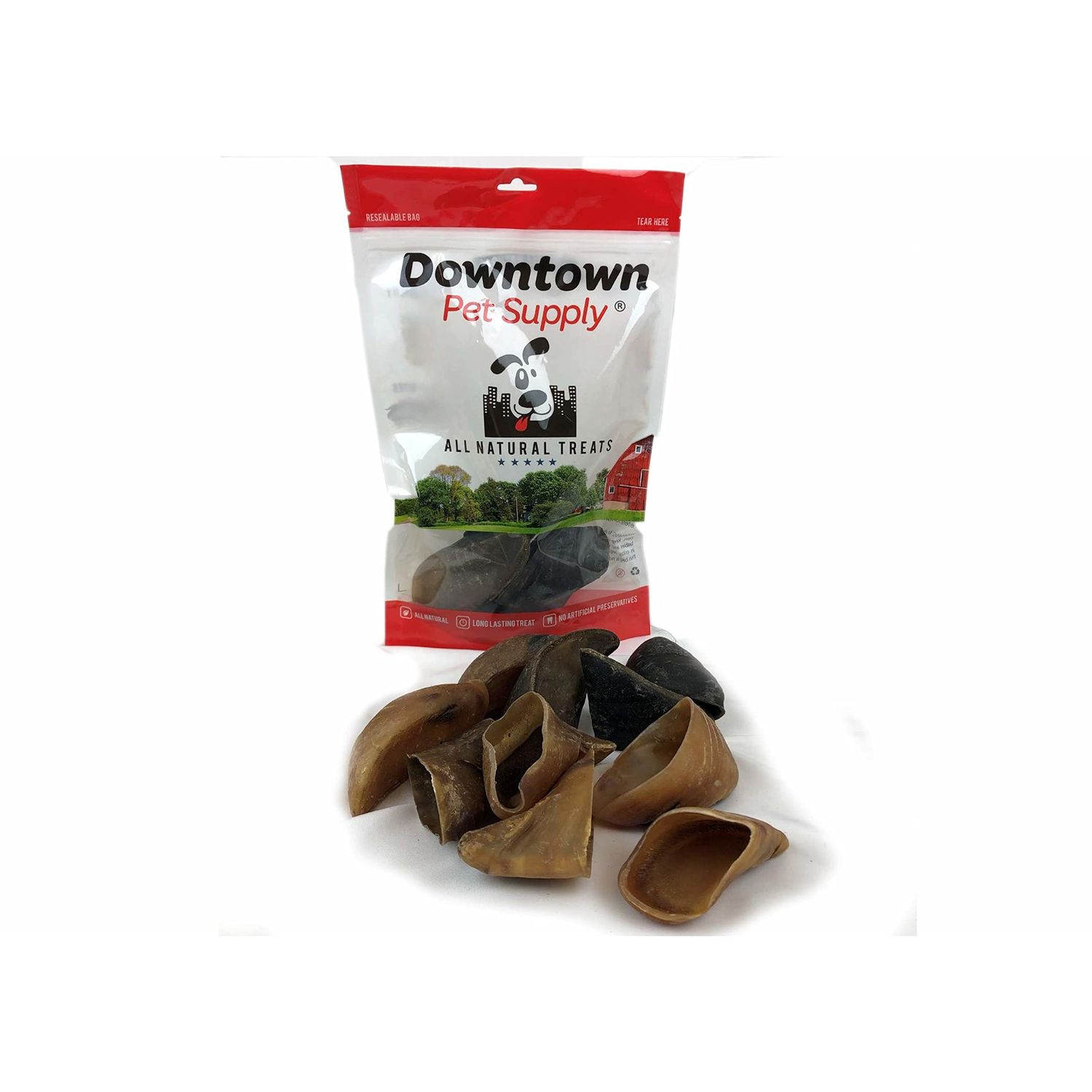 Downtown Pet Supply Dog Bones - Cow Hooves for Dogs Made in USA - Dog Dental Treats & Rawhide Free Dog Chews - Bully Sticks Alternative - Dog Chew Bones - Grass-Fed Beef Hooves - Plain - 10 Pack