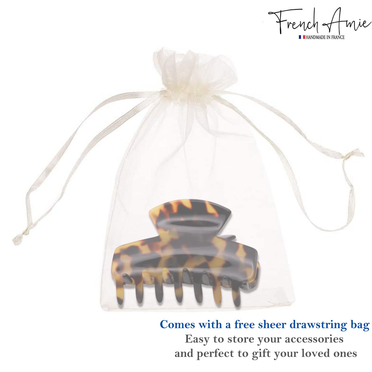 French Amie Chic Handmade Celluloid Small Jaw Hair Claw Clip Clamp Clutcher Women Hair Accessories, Made in France (Tokyo)