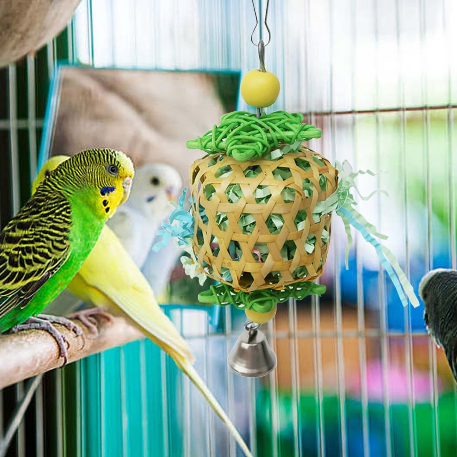 TANOMA Bird Toys for Conures Parakeet, Birds Cage Accessories, Bird Shredding Foraging Toys for Cage